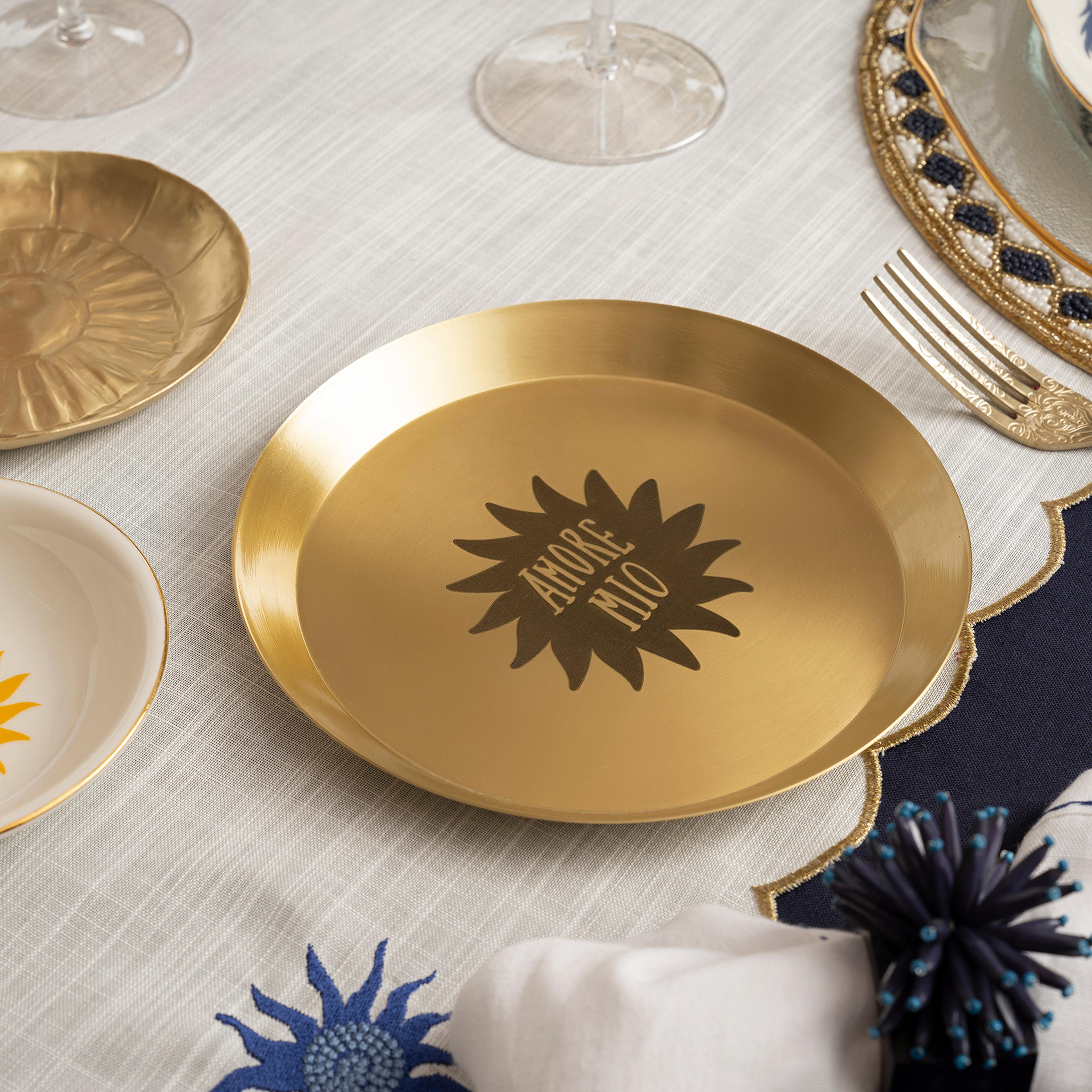 Emirgan Pirinç Tabak 18 Cm Gold