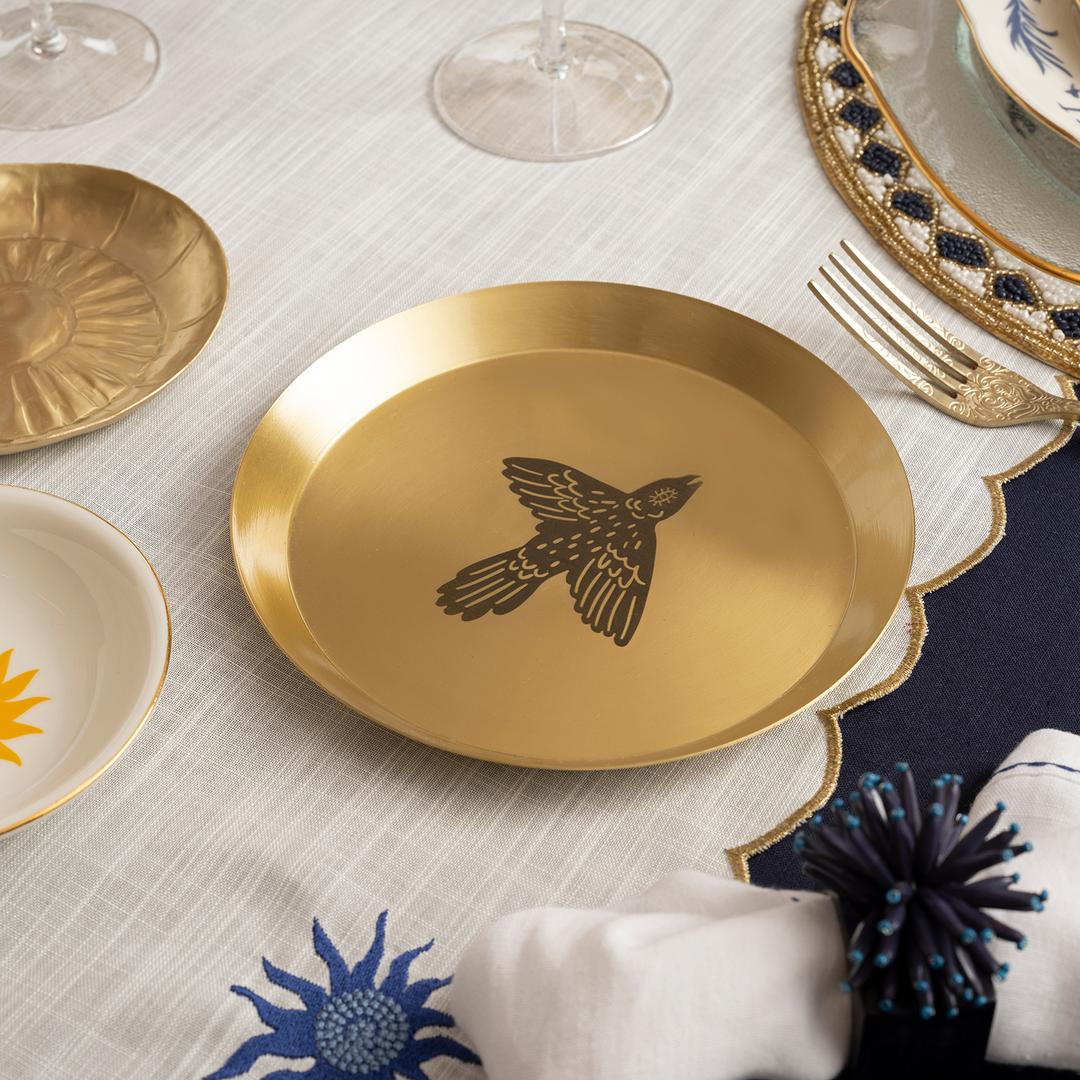 Emirgan Pirinç Tabak 18 Cm Gold