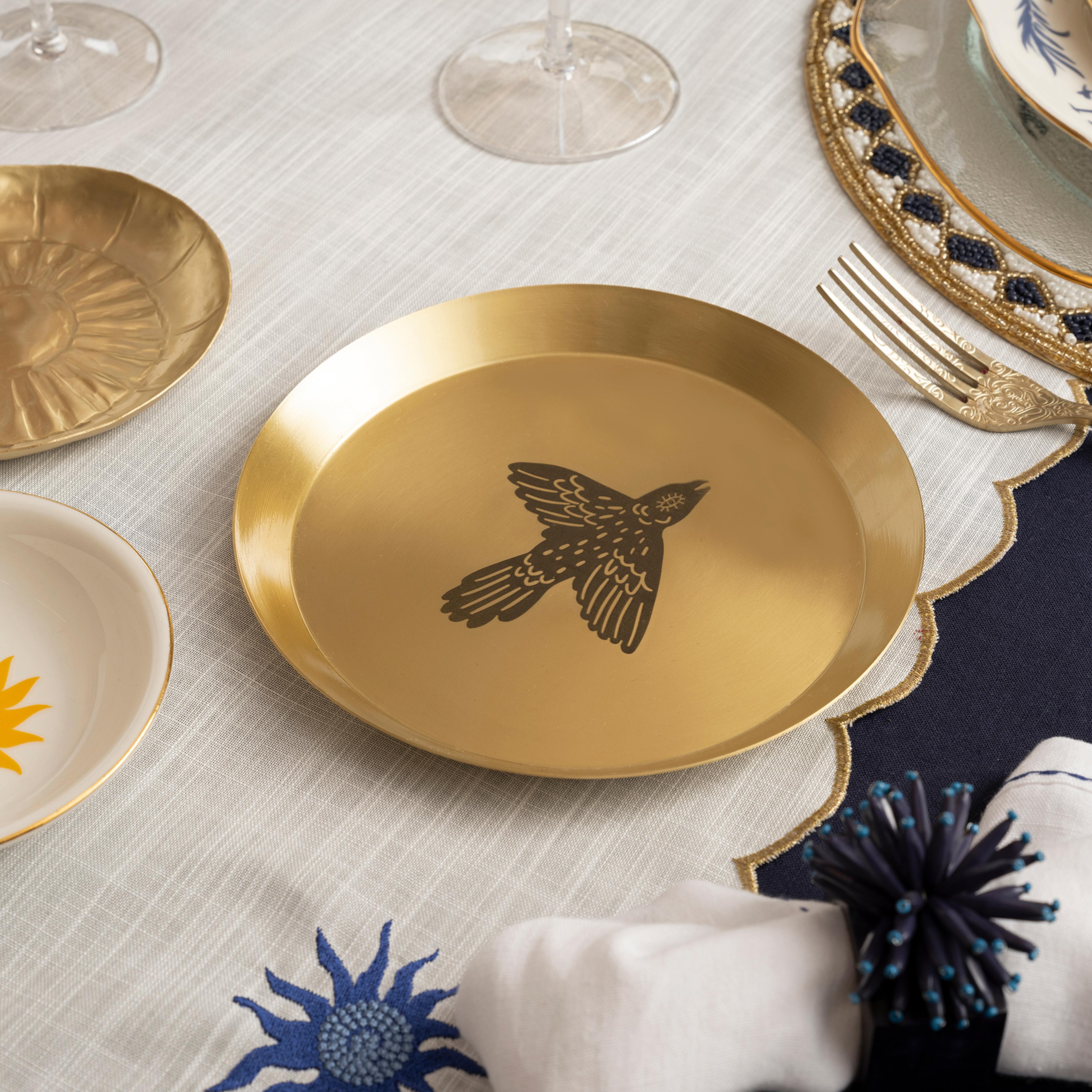 Emirgan Pirinç Tabak 18 Cm Gold