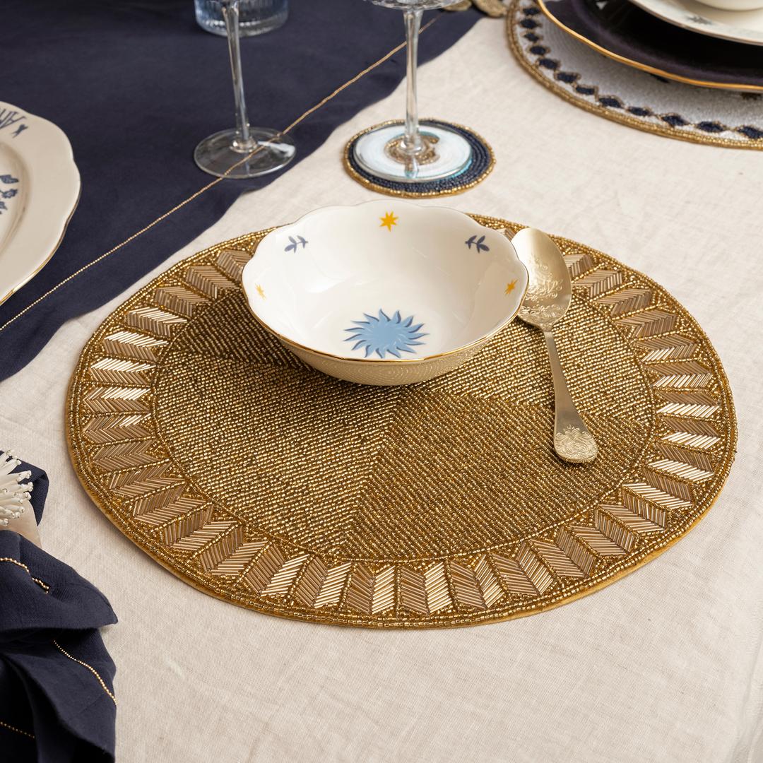 Khanpur Cam Boncuk Amerikan Servis 36 Cm Altın