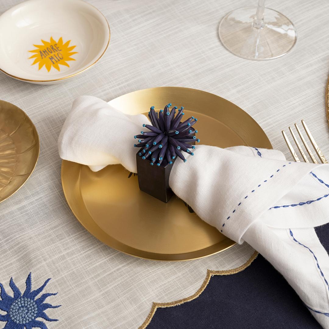 Nilüfer Ajurlu Keten %100 Keten Peçete 40x40 Cm Beyaz