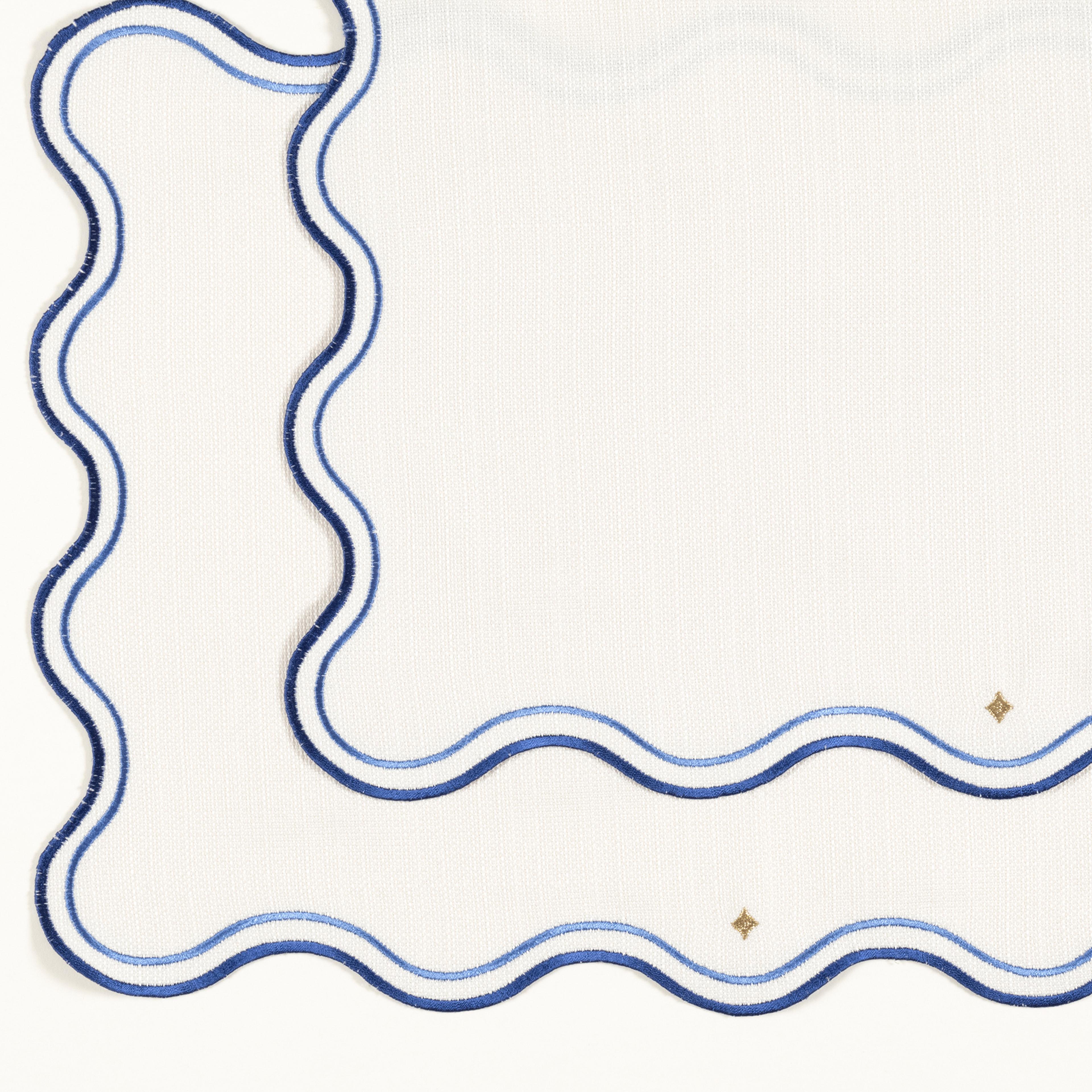 Prusa Nakışlı 2'li Polyester %100 Polyester Amerikan Servis 35x50 Cm Mavi