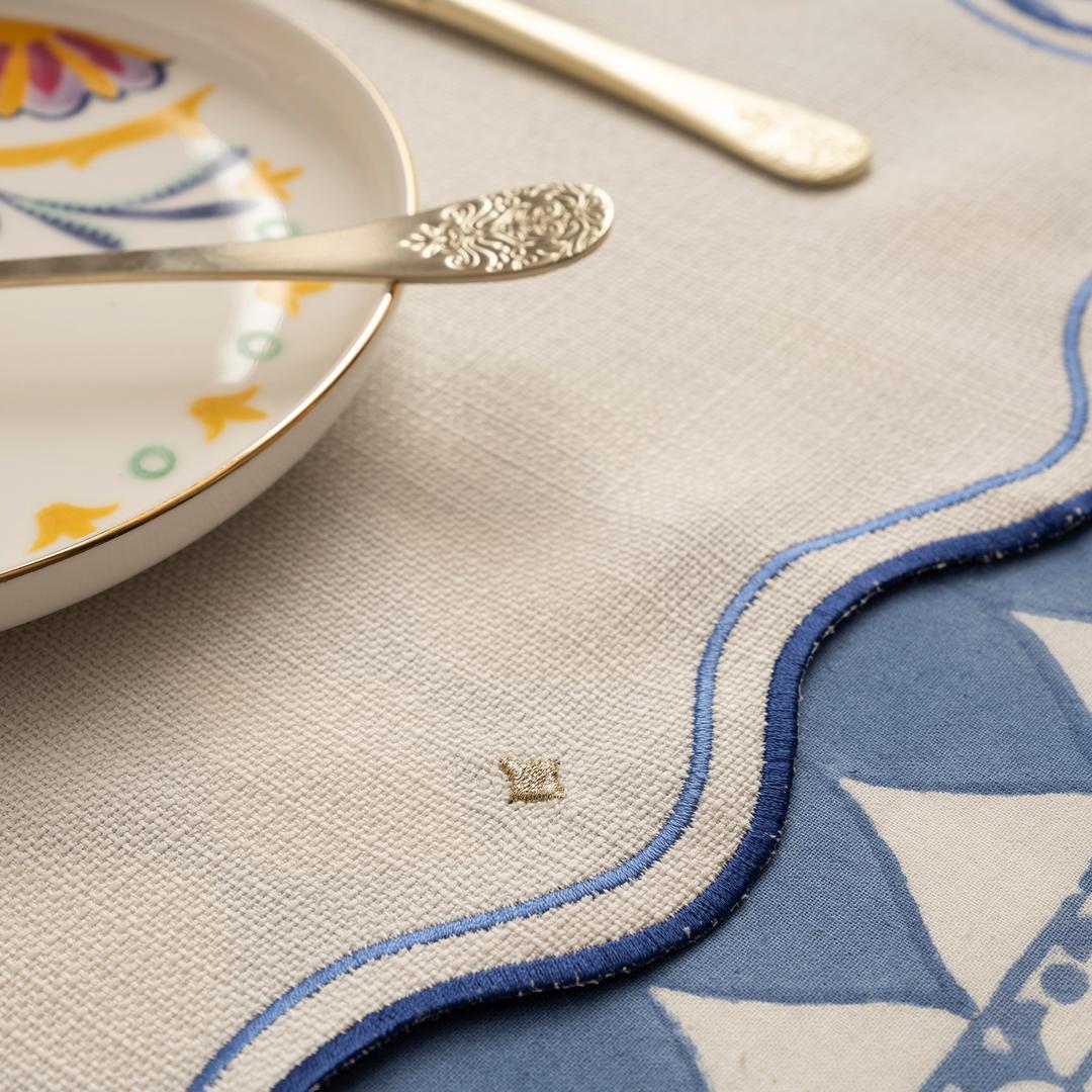 Prusa Nakışlı 2'li Polyester %100 Polyester Amerikan Servis 35x50 Cm Mavi