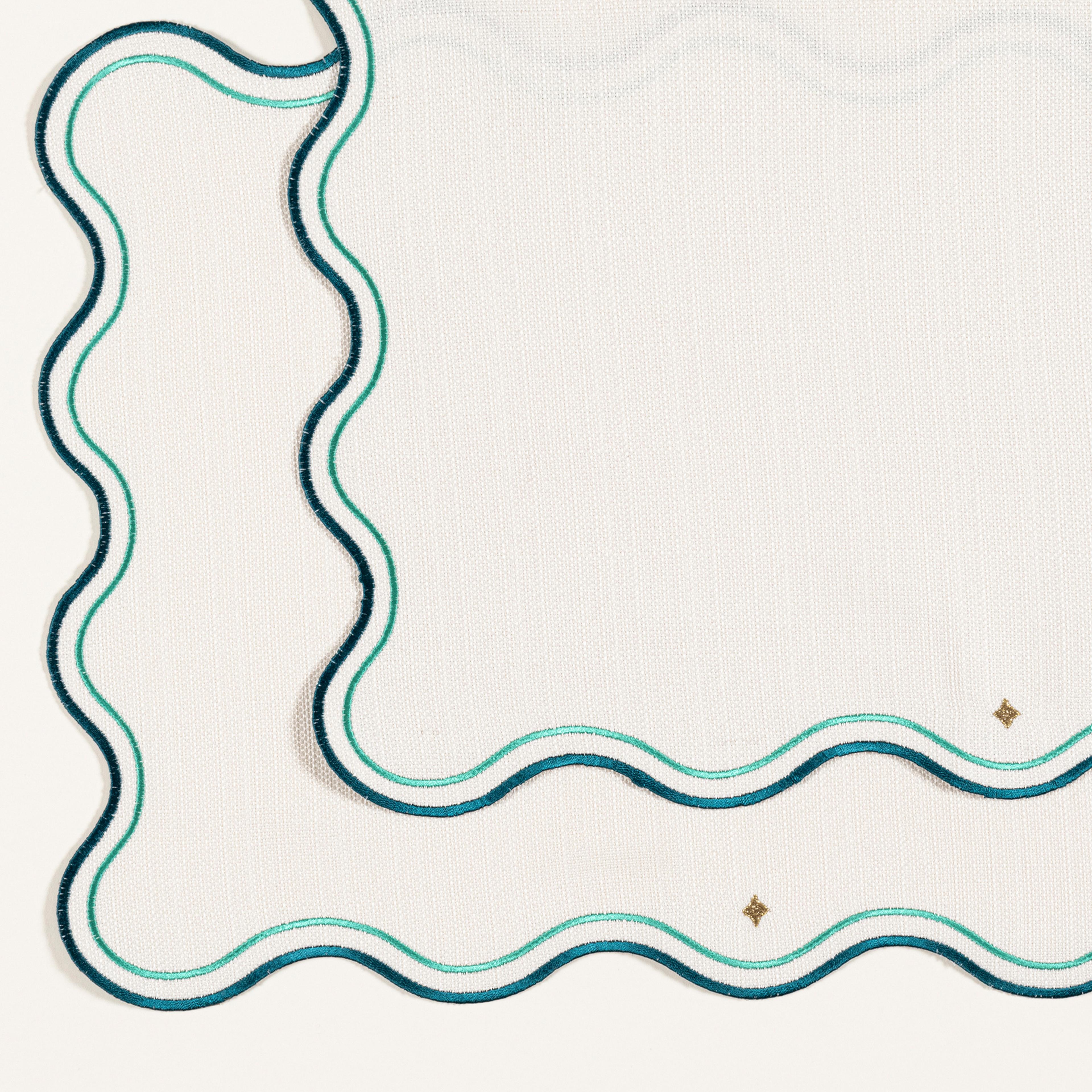 Prusa Nakışlı 2'li %100 Polyester Amerikan Servis 35x50 Cm Yeşil