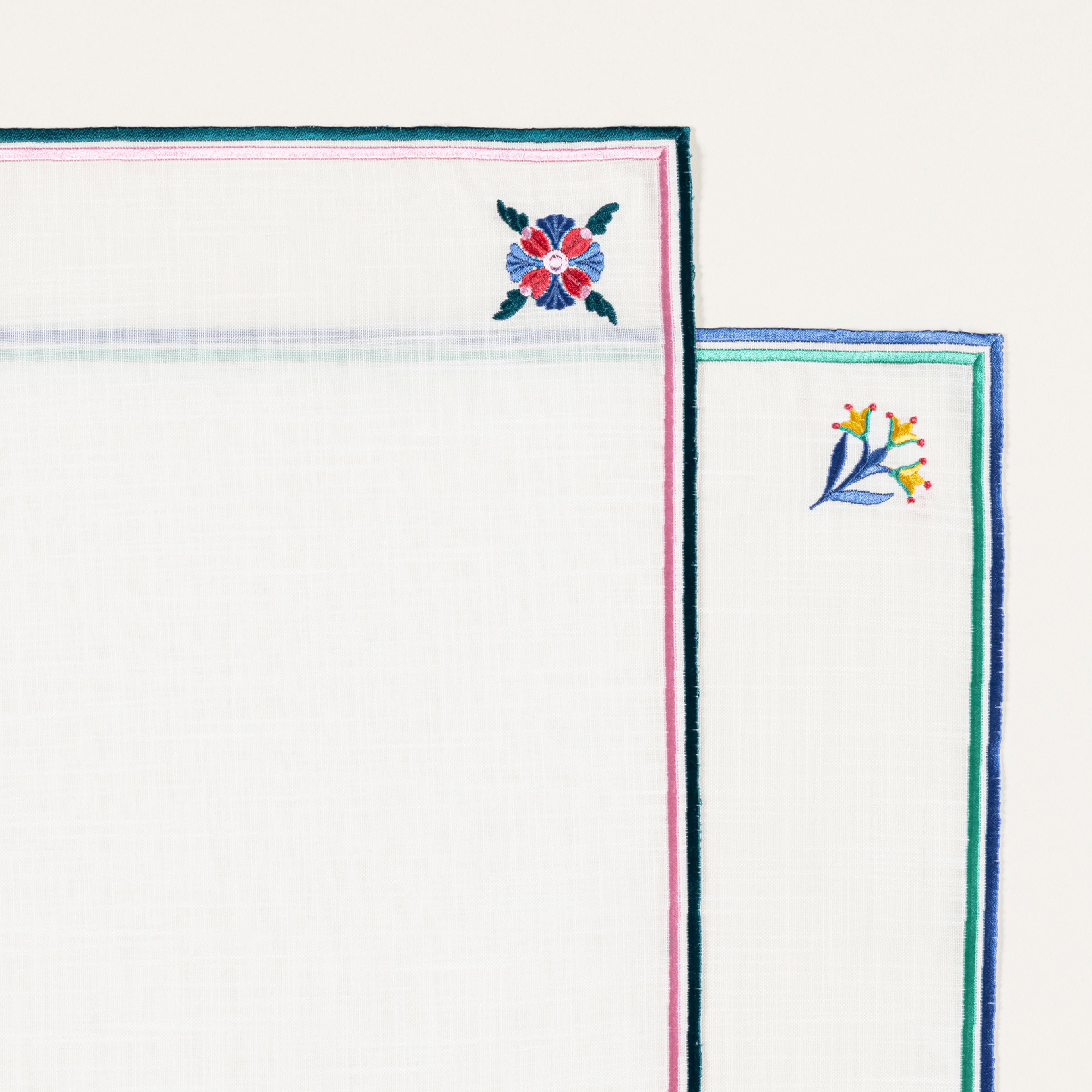 Prusa Nakışlı 2'li Polyester %100 Polyester Peçete 40x40 Cm Pembe - Yeşil