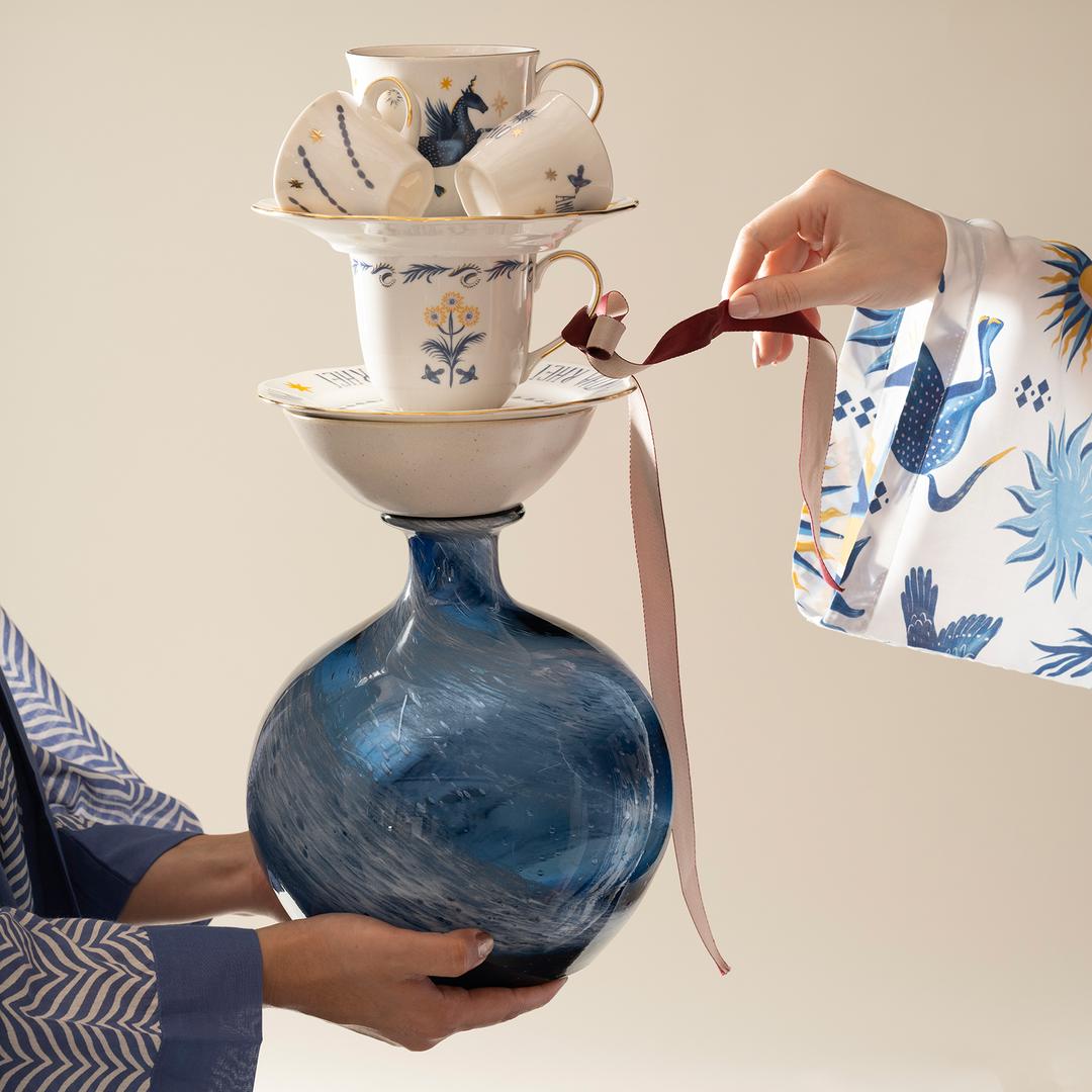 Macau Cam Vazo 21.5x21.5x24 Cm Mavi