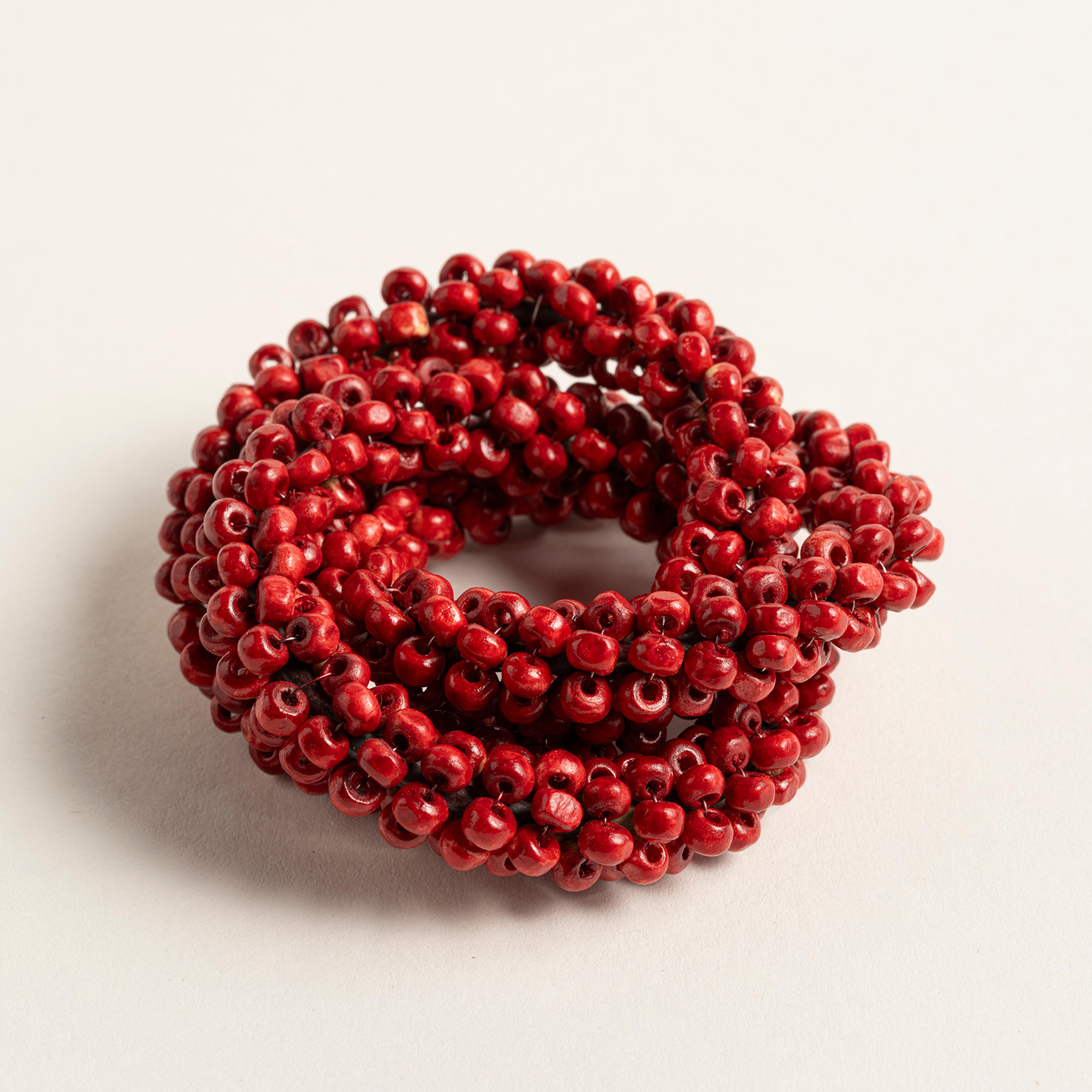 Khanpur Ahşap Boncuk Peçete Halkası 8 Cm Turuncu