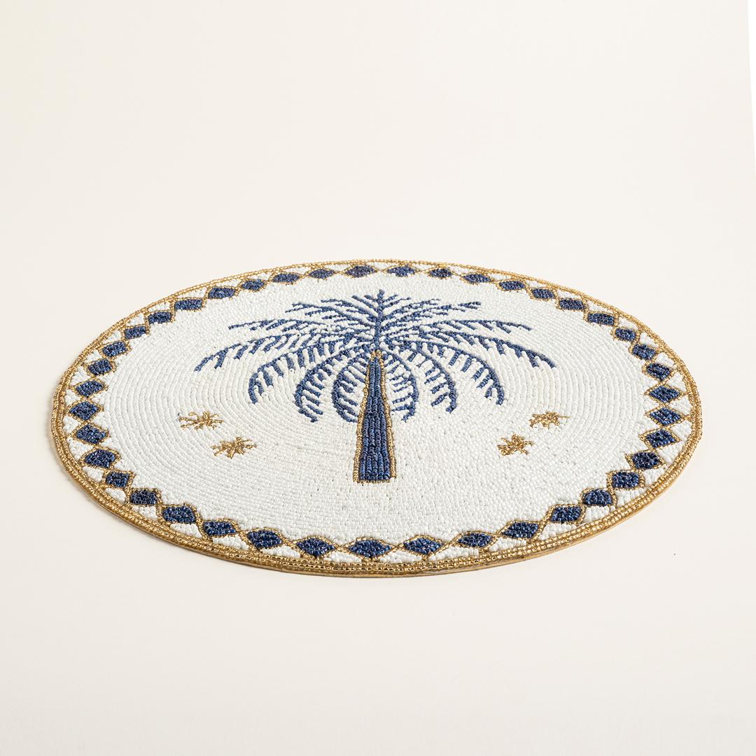 Khanpur Cam Boncuk Amerikan Servis 36 Cm Mavi-beyaz