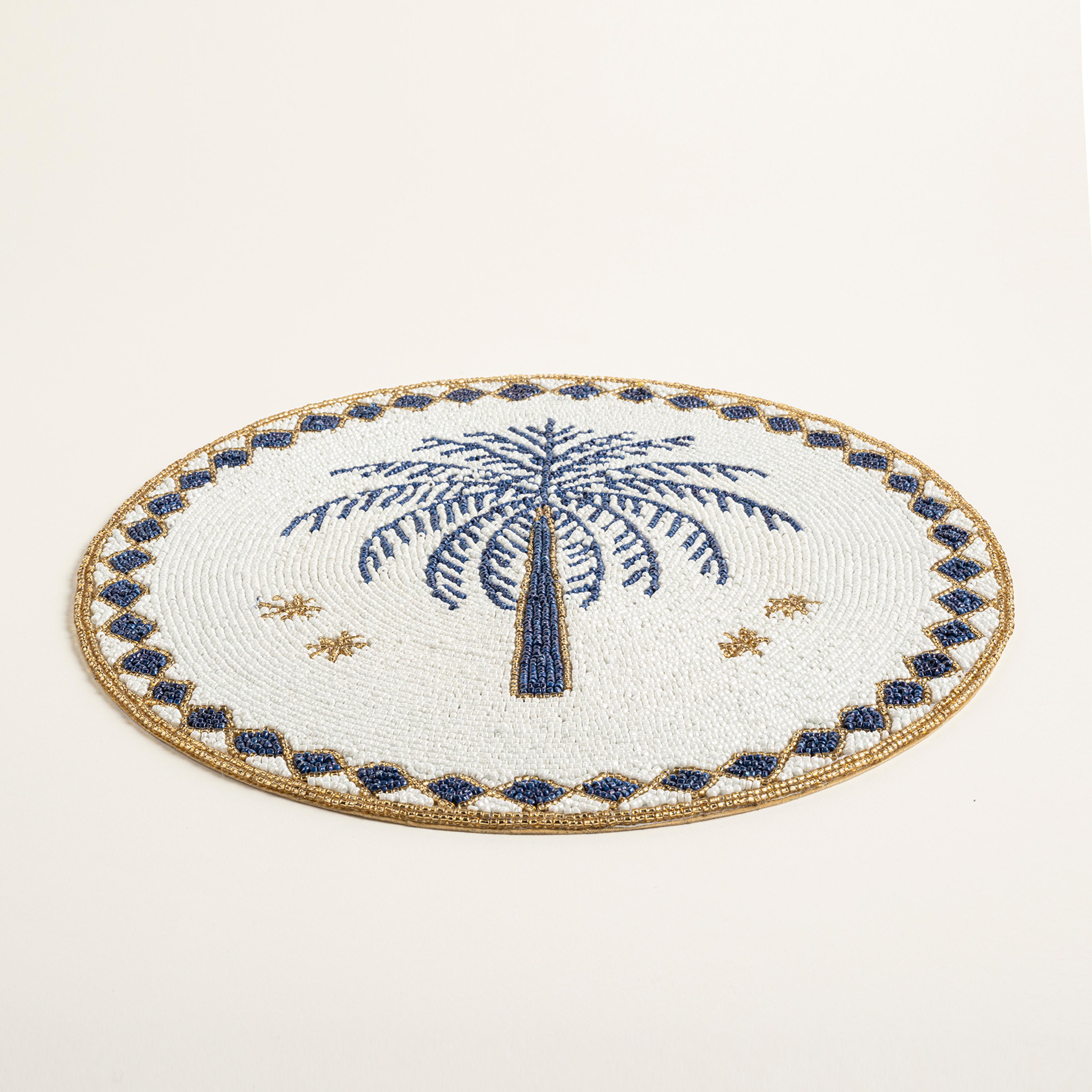 Khanpur Cam Boncuk Amerikan Servis 36 Cm Mavi-beyaz