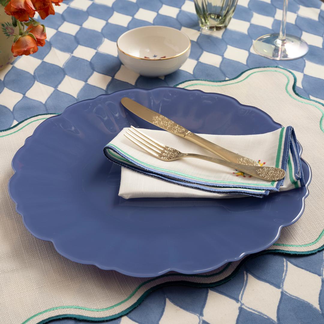 Balat Cam Pasta Tabağı 21x21x2 Cm Mavi