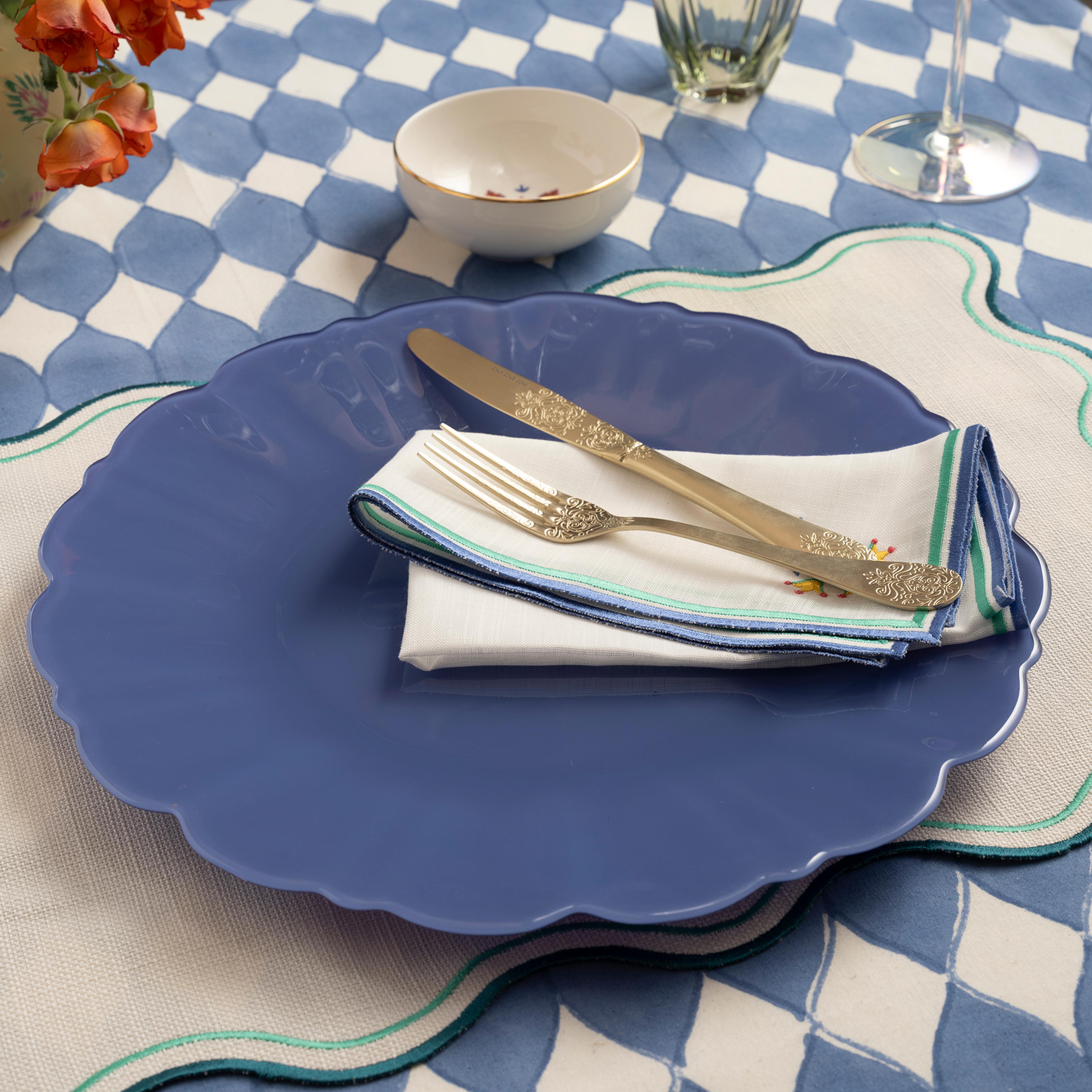 Balat Cam Pasta Tabağı 21x21x2 Cm Mavi