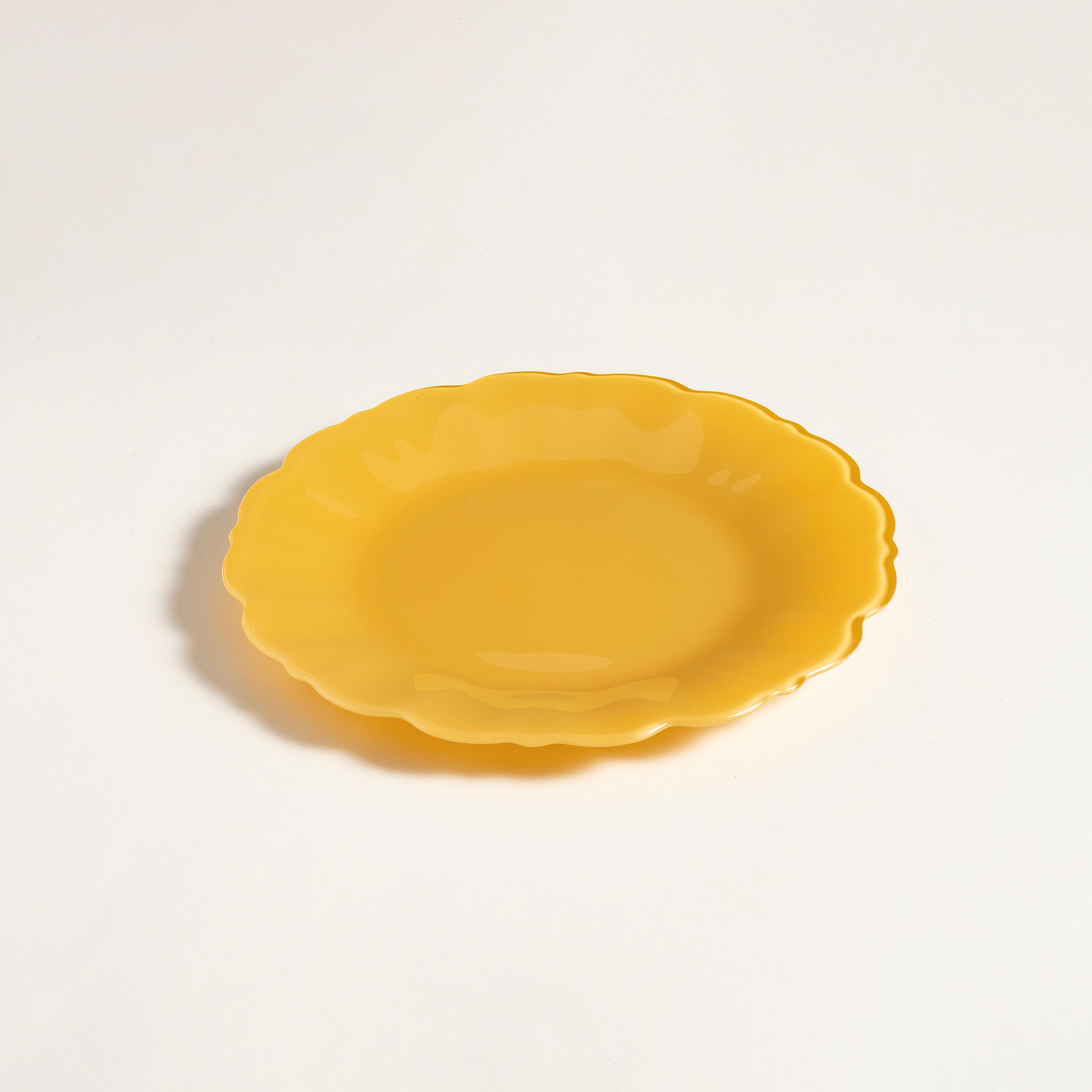 Balat Cam Pasta Tabağı 21x21x2 Cm Sarı