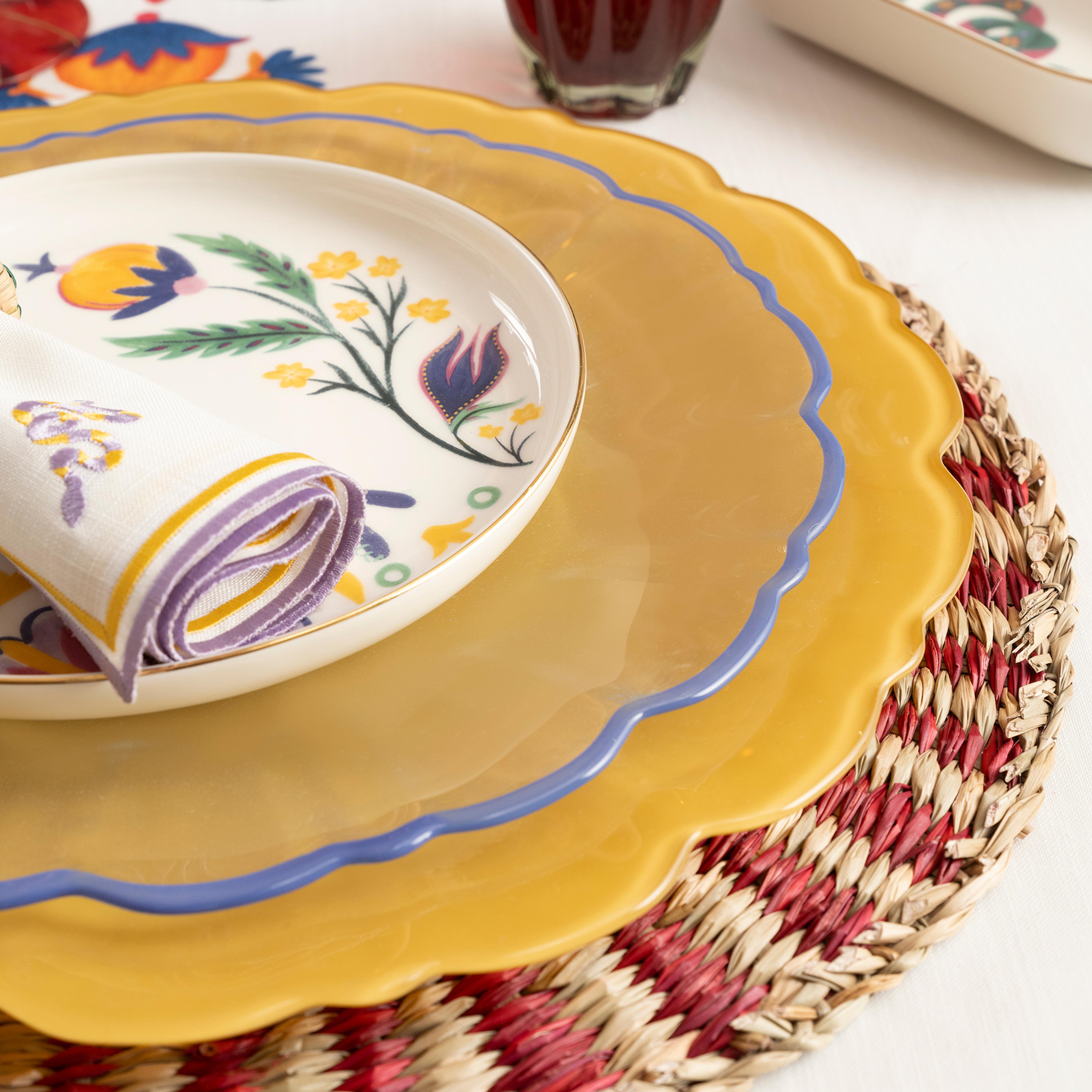 Balat Cam Pasta Tabağı 21x21x2 Cm Sarı