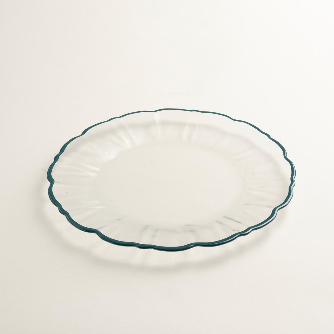 Balat Cam Servis Tabağı 28x28x2,2 Cm Şeffaf - Yeşil