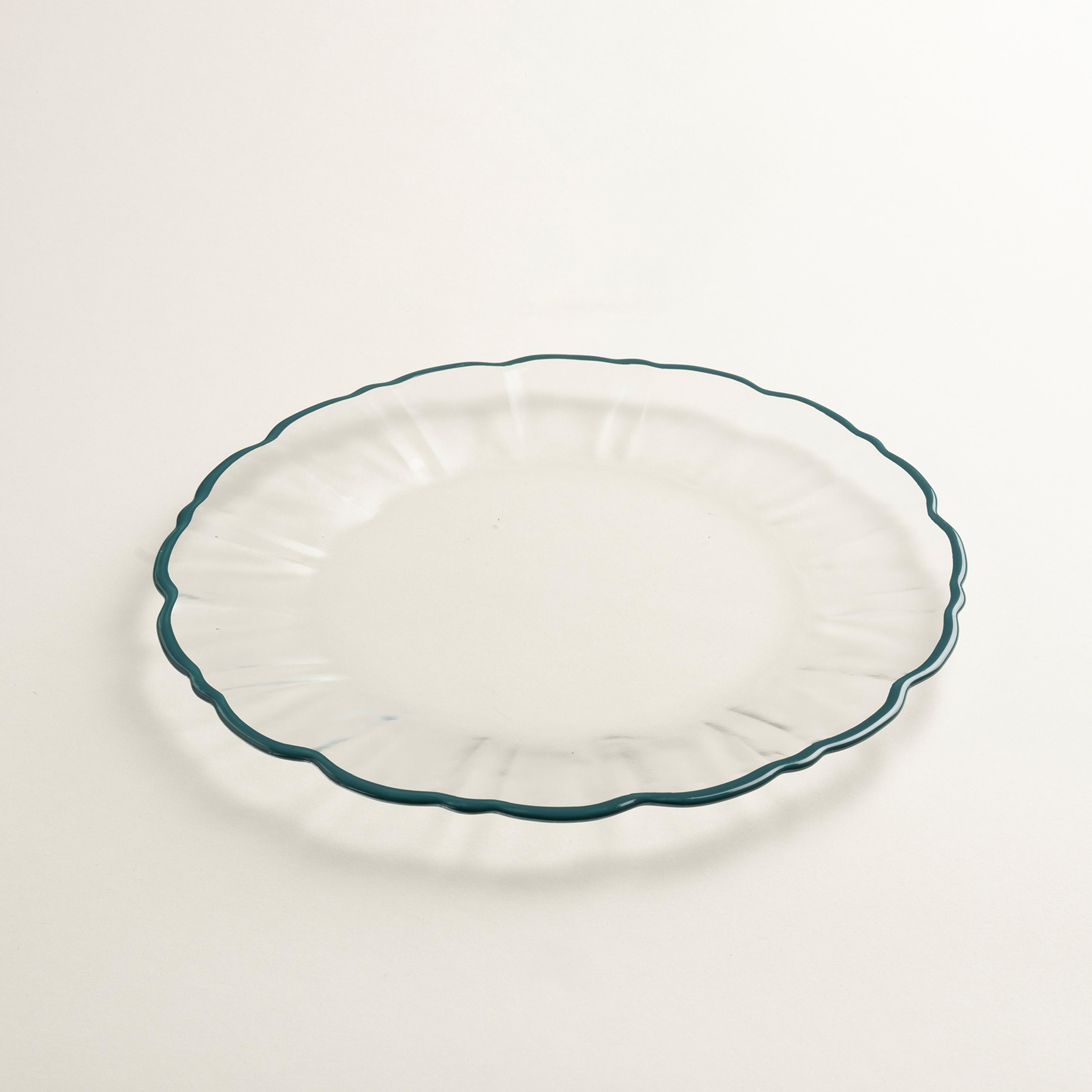 Balat Cam Servis Tabağı 28x28x2,2 Cm Şeffaf - Yeşil