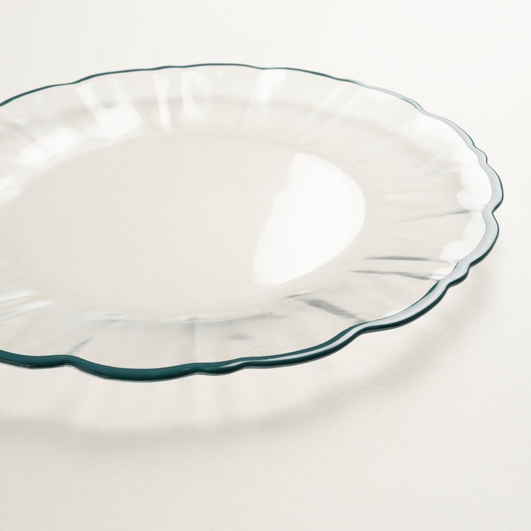 Balat Cam Servis Tabağı 28x28x2,2 Cm Şeffaf - Yeşil