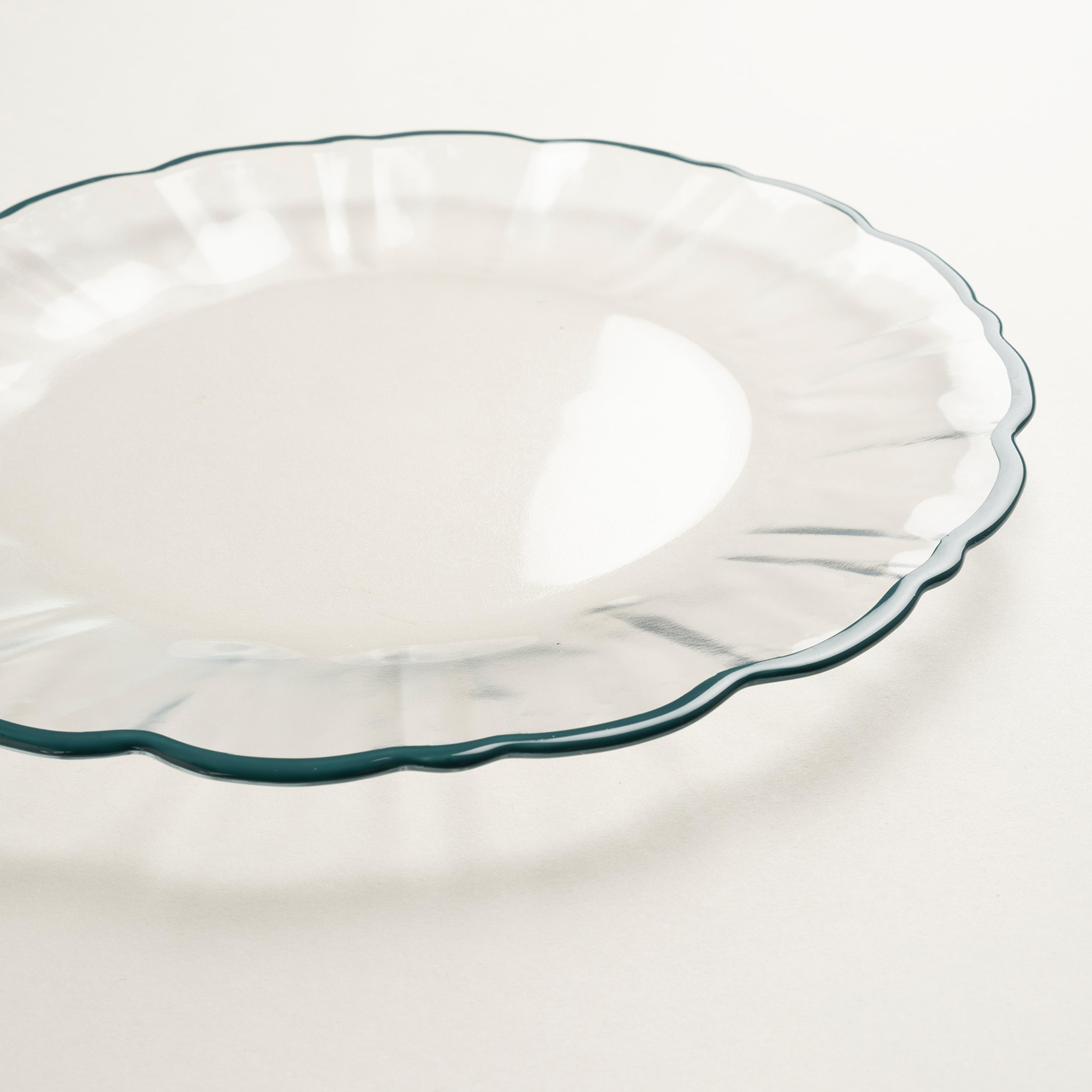 Balat Cam Servis Tabağı 28x28x2,2 Cm Şeffaf - Yeşil