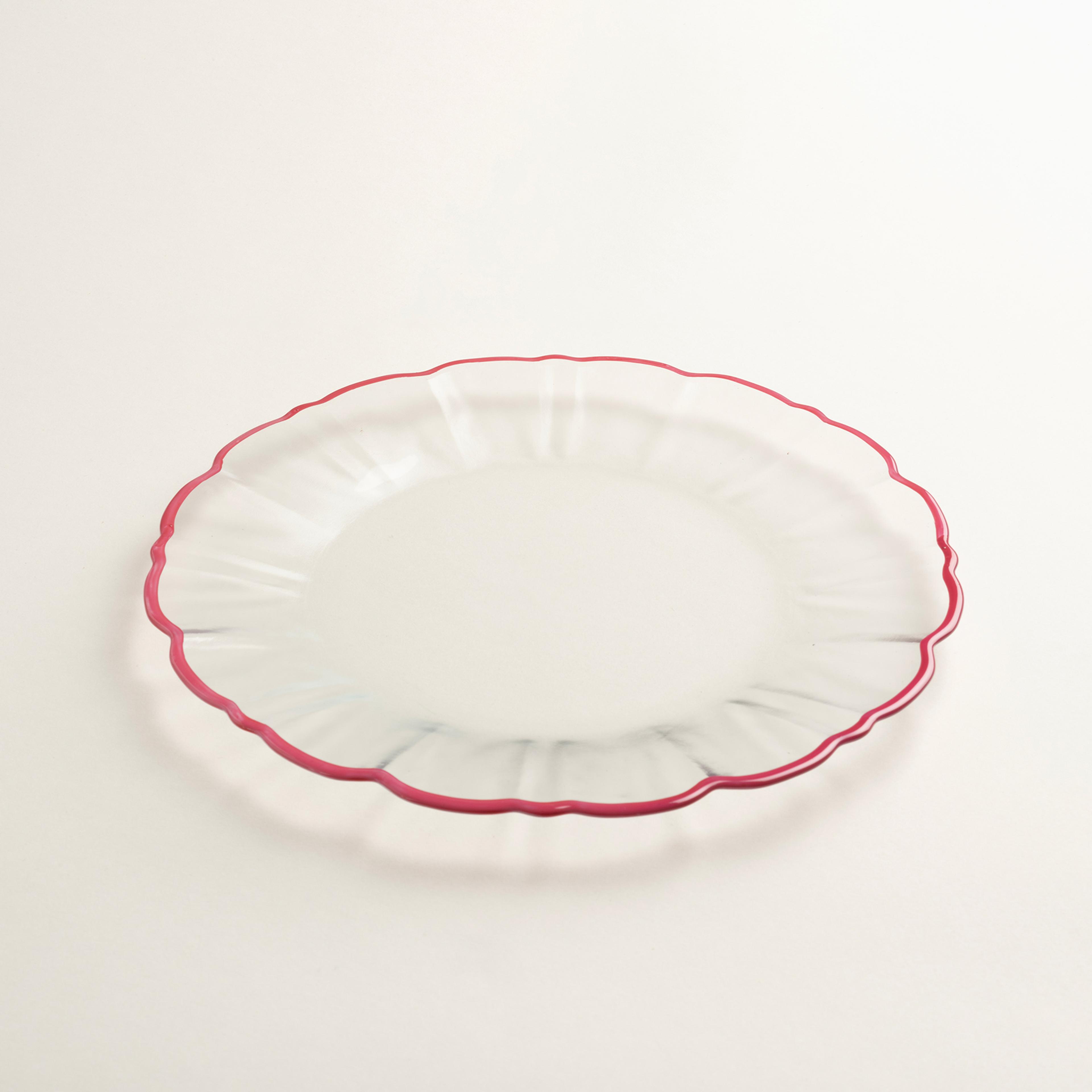 Balat Cam Servis Tabağı 28x28x2,2 Cm Şeffaf - Fuşya