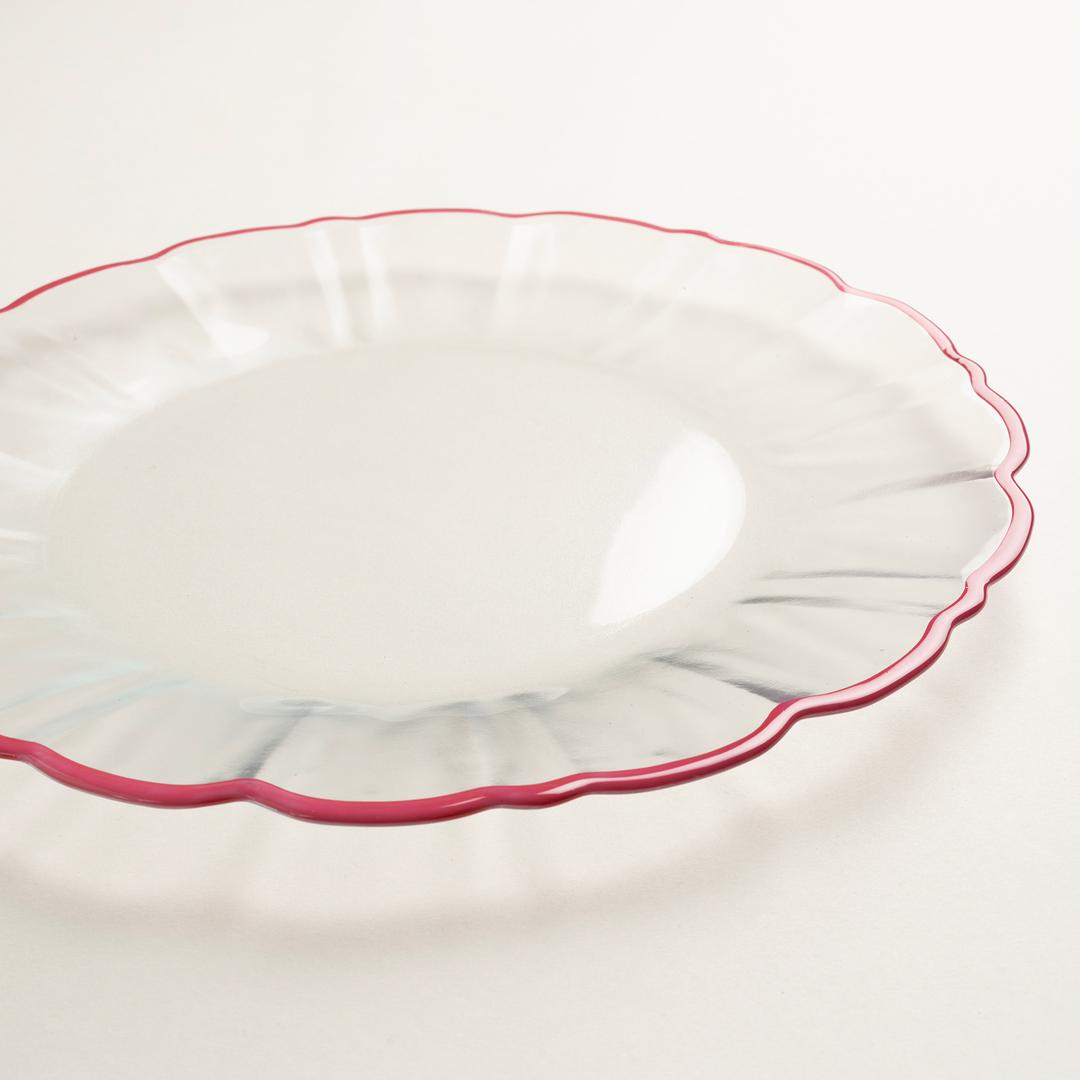 Balat Cam Servis Tabağı 28x28x2,2 Cm Şeffaf - Fuşya