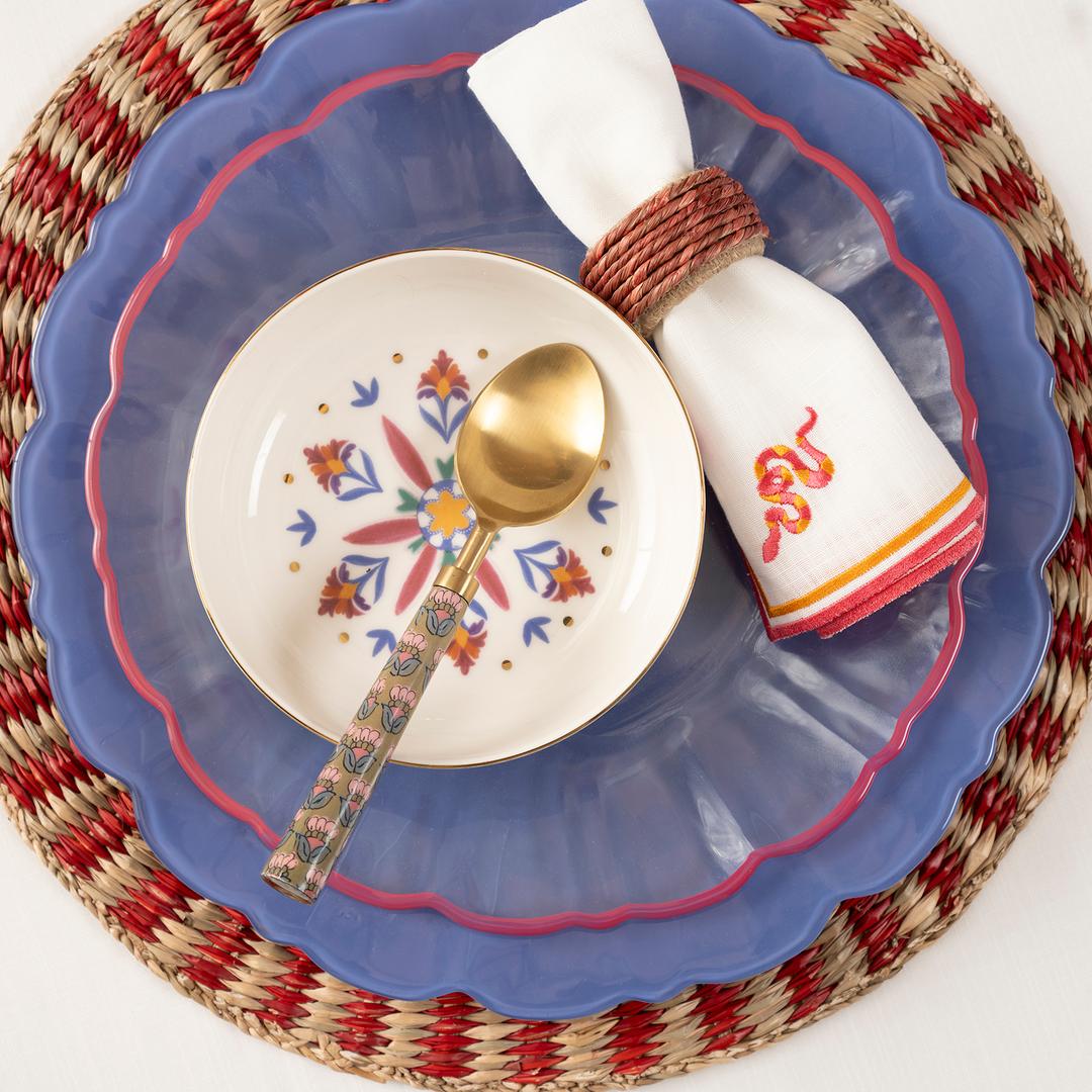 Balat Cam Servis Tabağı 28x28x2,2 Cm Şeffaf - Fuşya