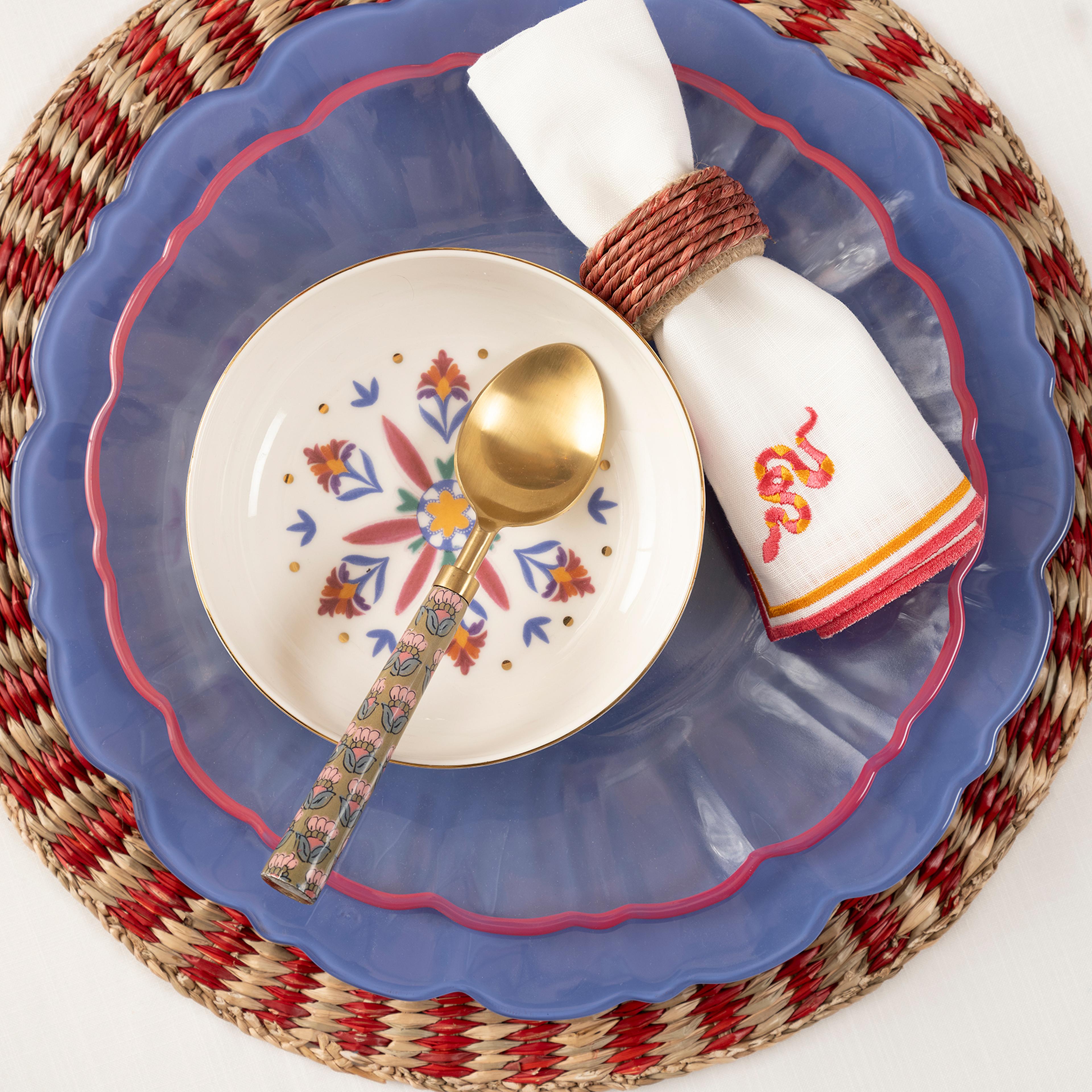 Balat Cam Servis Tabağı 28x28x2,2 Cm Şeffaf - Fuşya