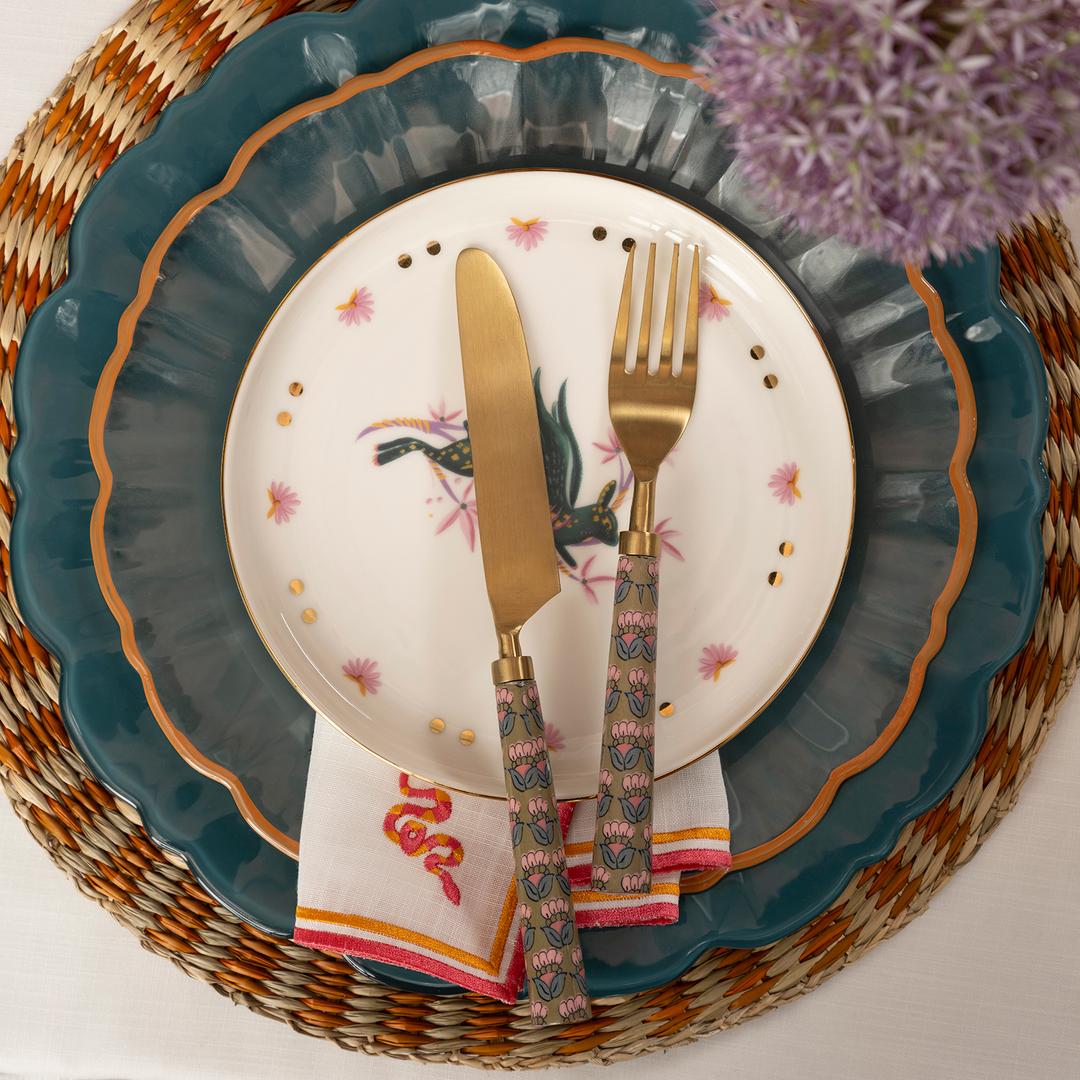 Balat Cam Servis Tabağı 28x28x2,2 Cm Şeffaf - Turuncu