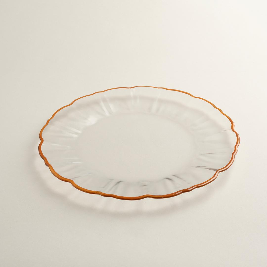 Balat Cam Servis Tabağı 28x28x2,2 Cm Şeffaf - Turuncu