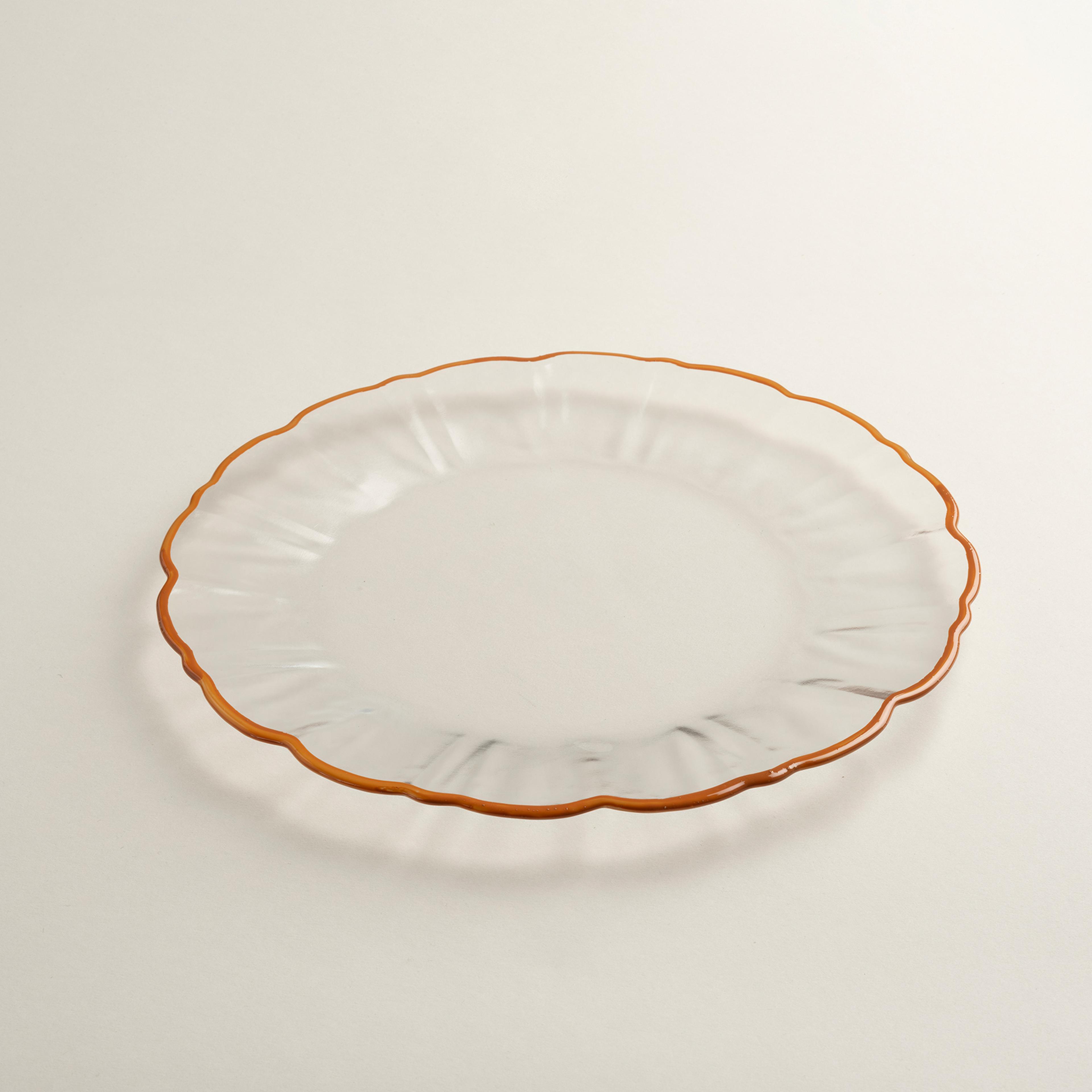 Balat Cam Servis Tabağı 28x28x2,2 Cm Şeffaf - Turuncu