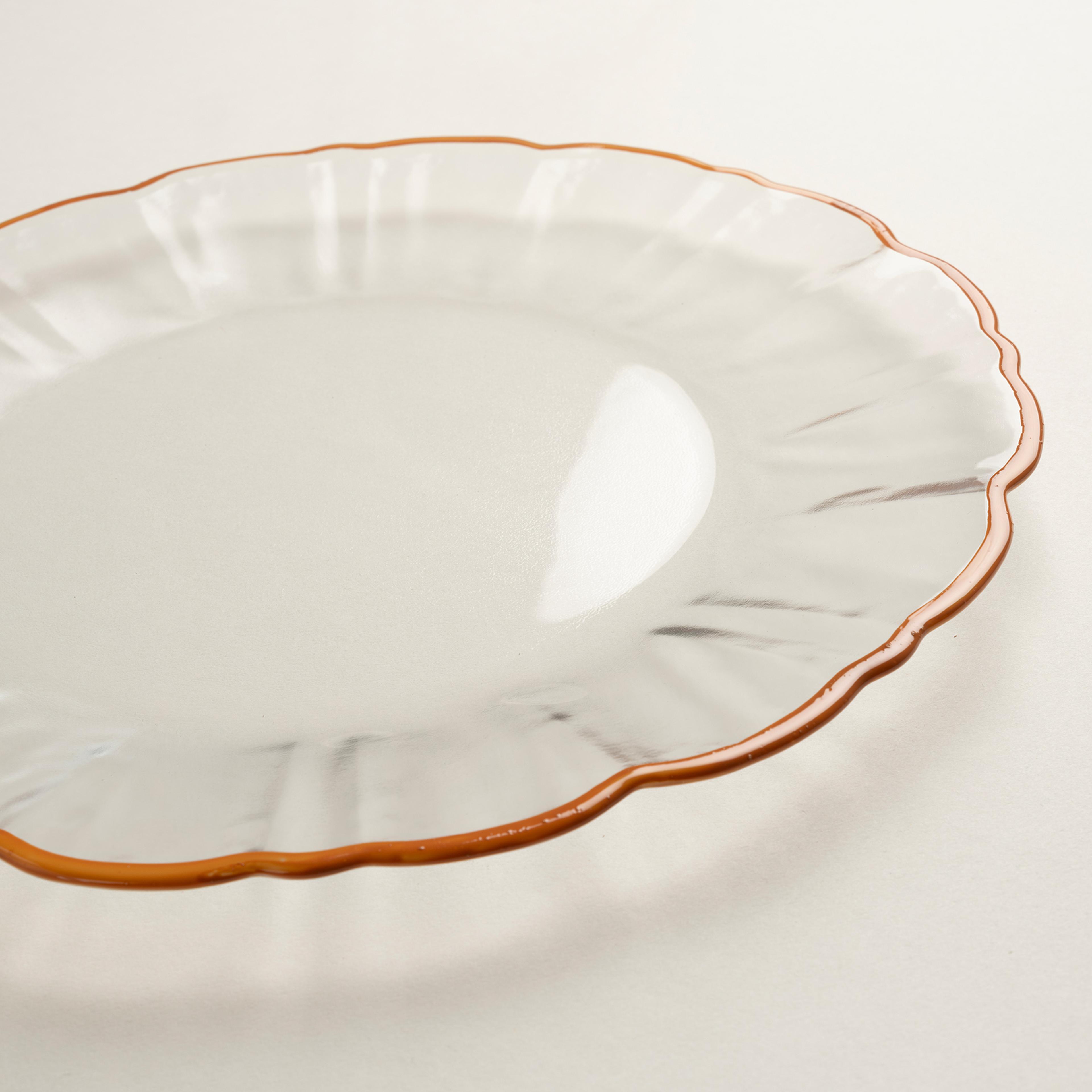 Balat Cam Servis Tabağı 28x28x2,2 Cm Şeffaf - Turuncu