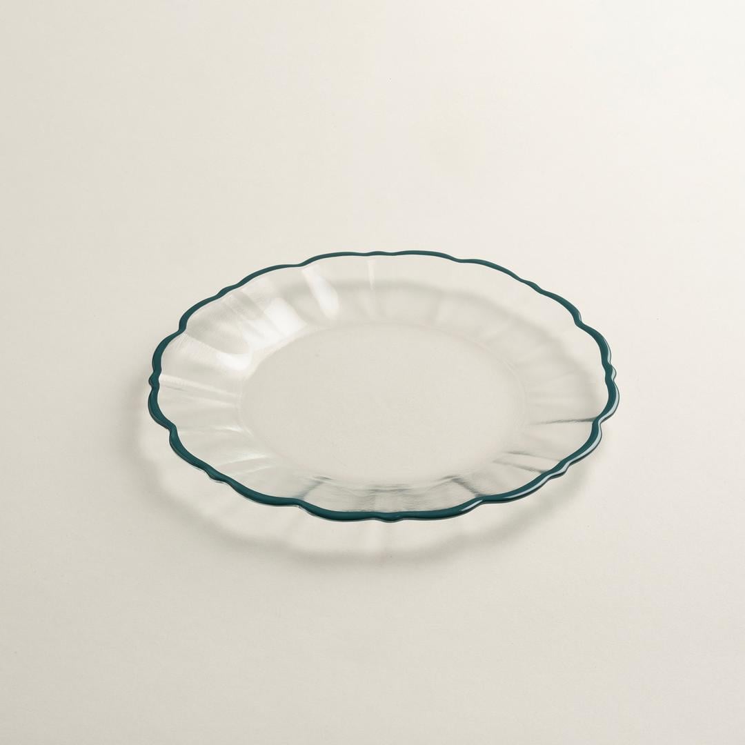 Balat Cam Pasta Tabağı 21x21x2 Cm Şeffaf - Yeşil