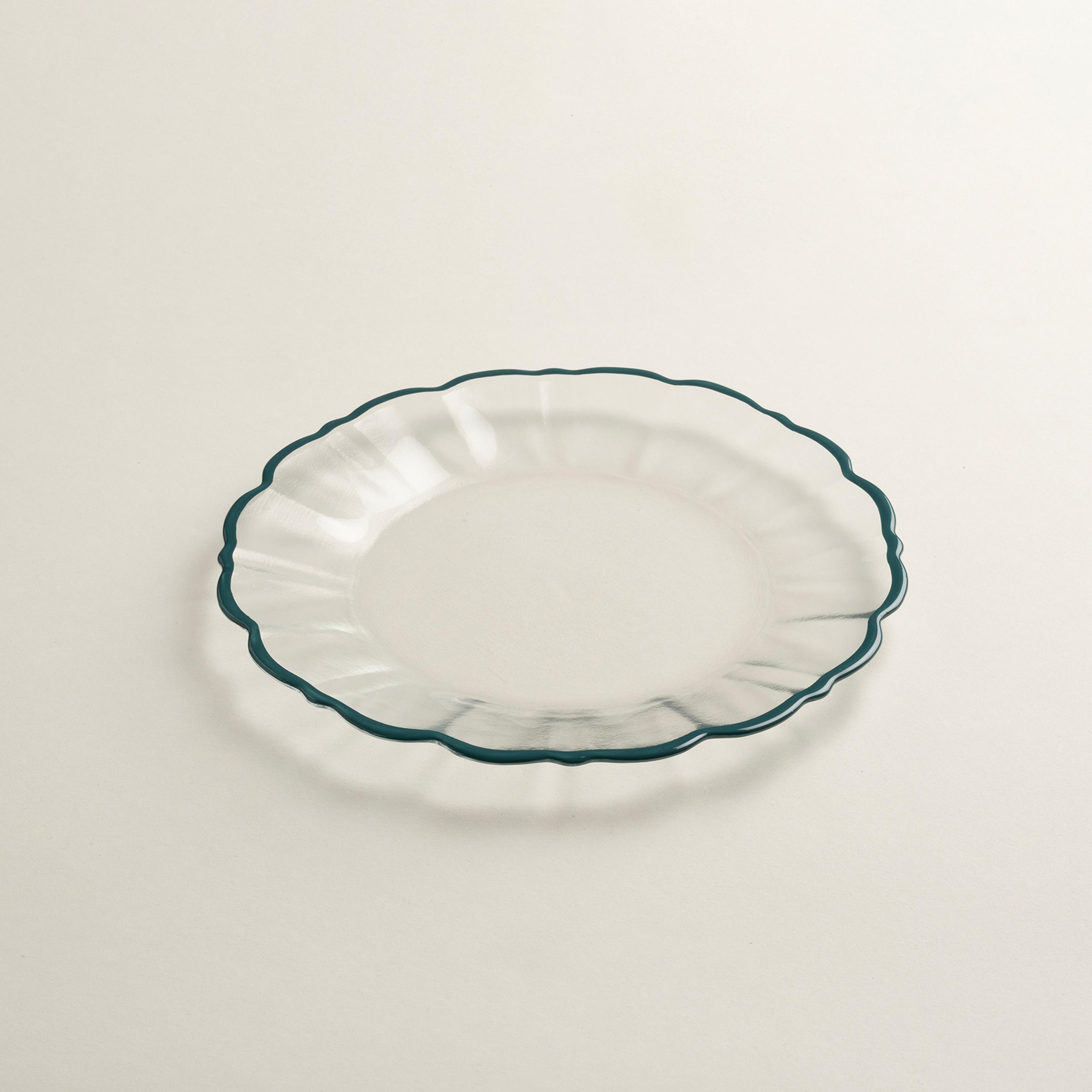 Balat Cam Pasta Tabağı 21x21x2 Cm Şeffaf - Yeşil