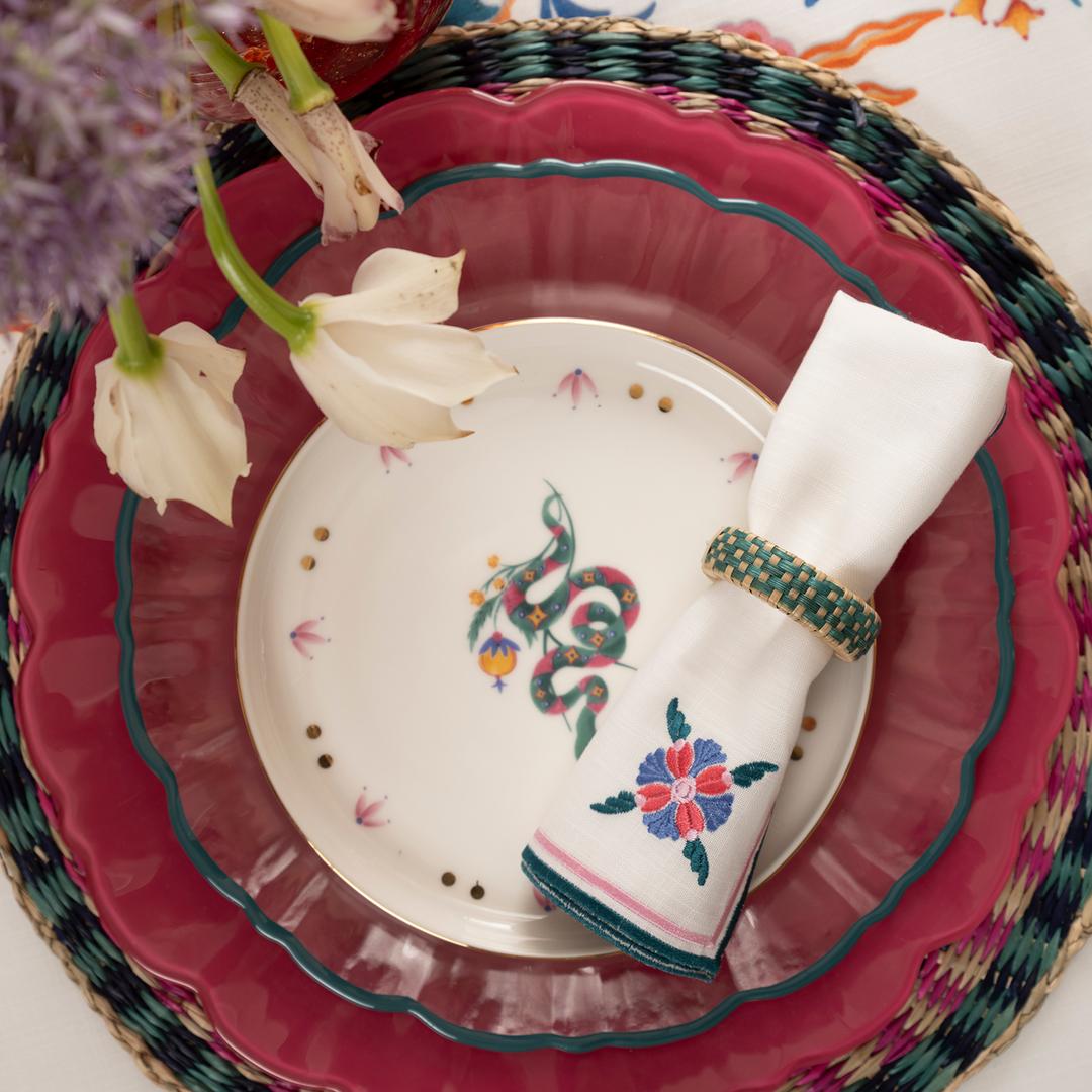 Balat Cam Pasta Tabağı 21x21x2 Cm Şeffaf - Yeşil