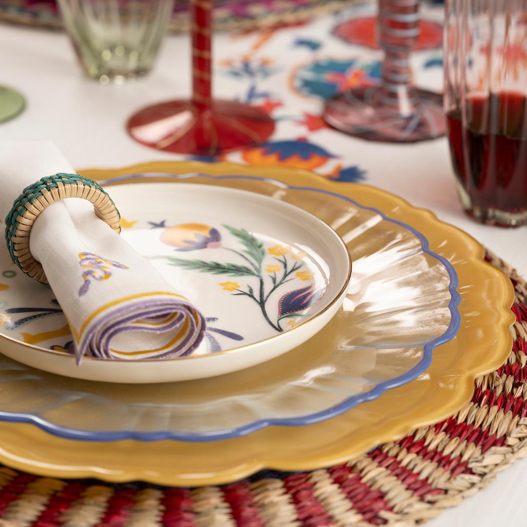 Balat Cam Pasta Tabağı 21x21x2 Cm Şeffaf - Mavi