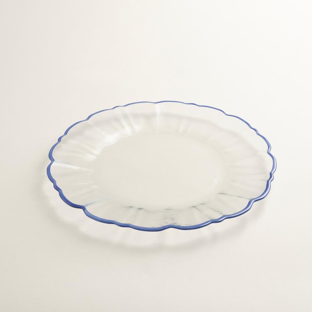 Balat Cam Pasta Tabağı 21x21x2 Cm Şeffaf - Mavi