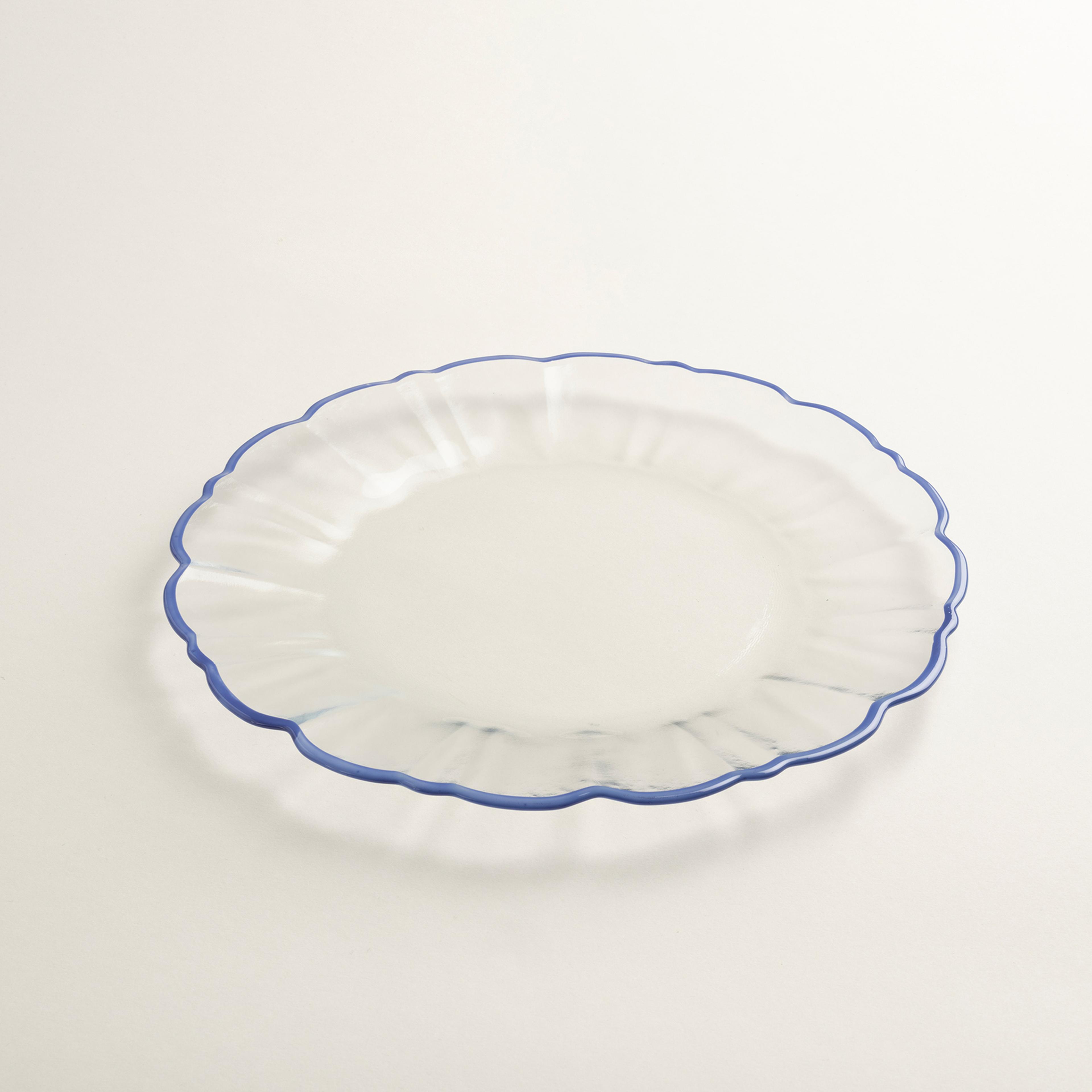 Balat Cam Pasta Tabağı 21x21x2 Cm Şeffaf - Mavi