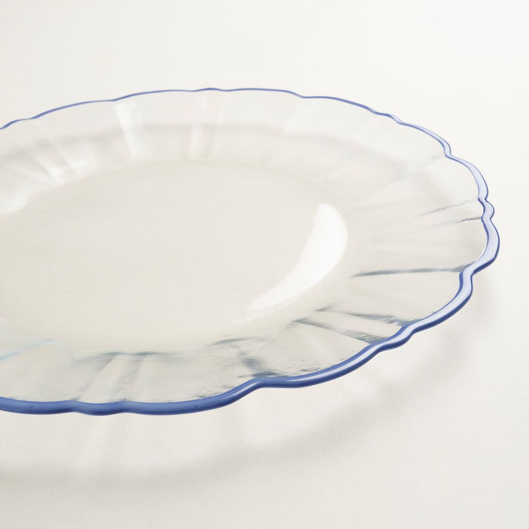 Balat Cam Pasta Tabağı 21x21x2 Cm Şeffaf - Mavi