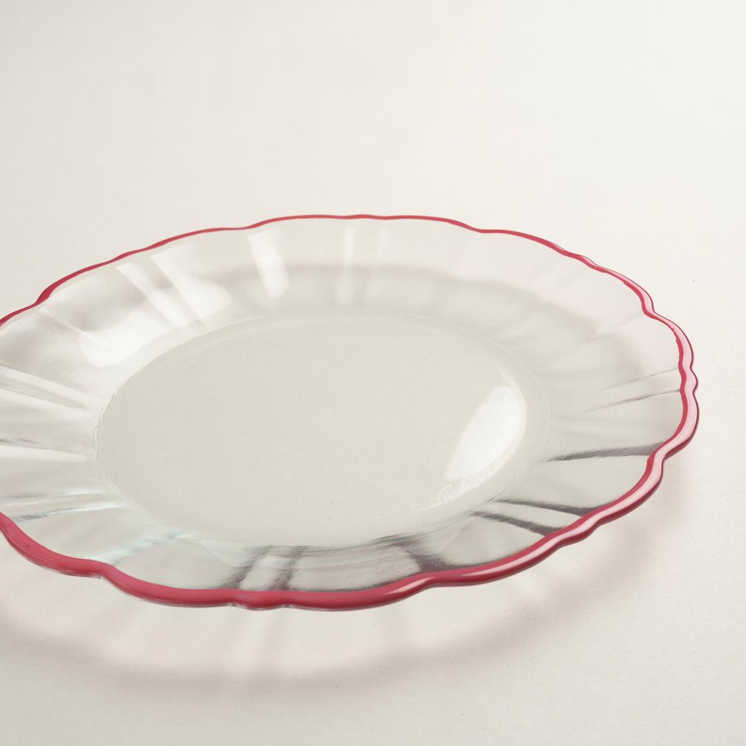 Balat Cam Pasta Tabağı 21x21x2 Cm Şeffaf - Fuşya