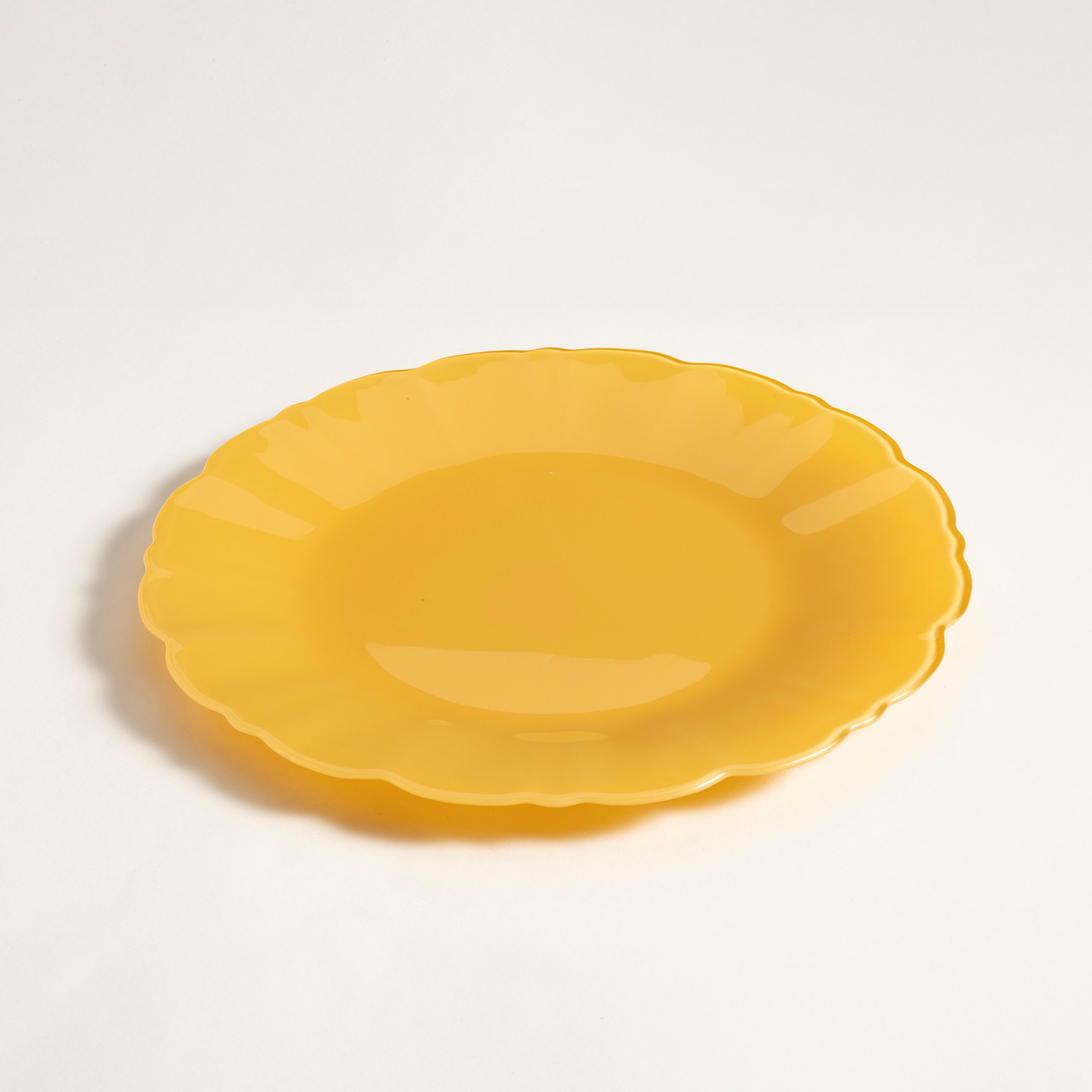 Balat Cam Servis Tabağı 28x28x2,2 Cm Sarı