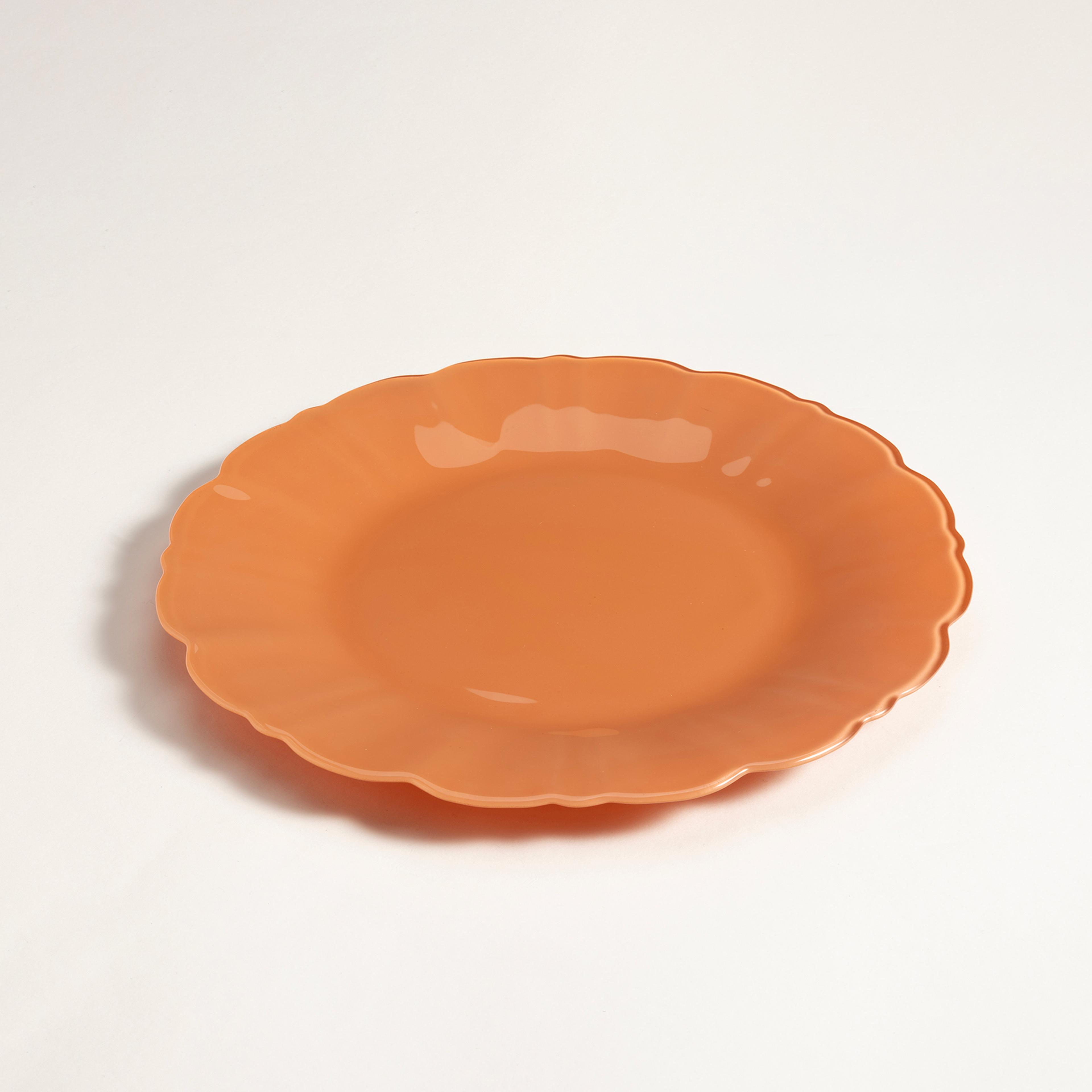 Balat Cam Servis Tabağı 28x28x2,2 Cm Turuncu