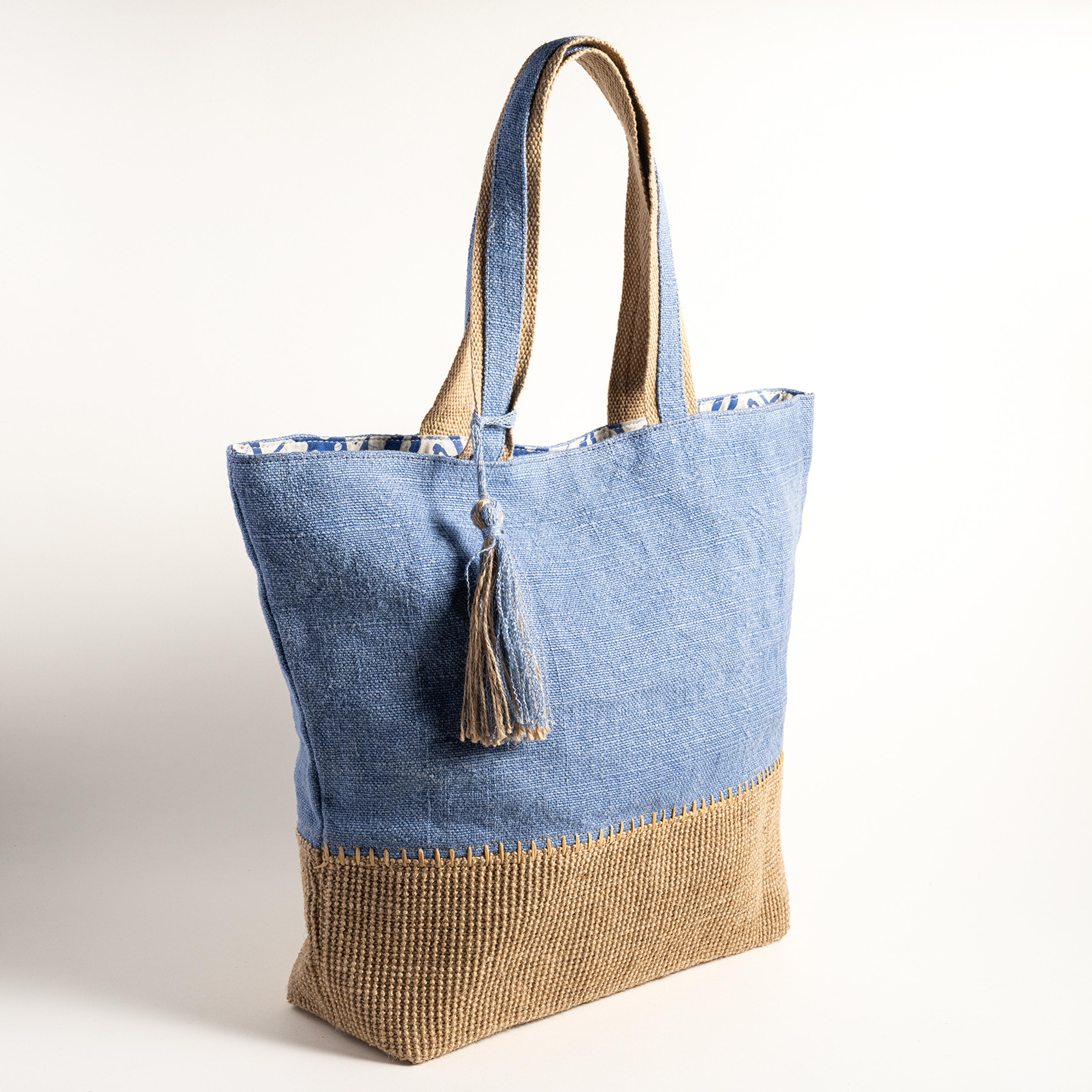 Kolkata Jüt Çanta 32x39x10 Cm Mavi