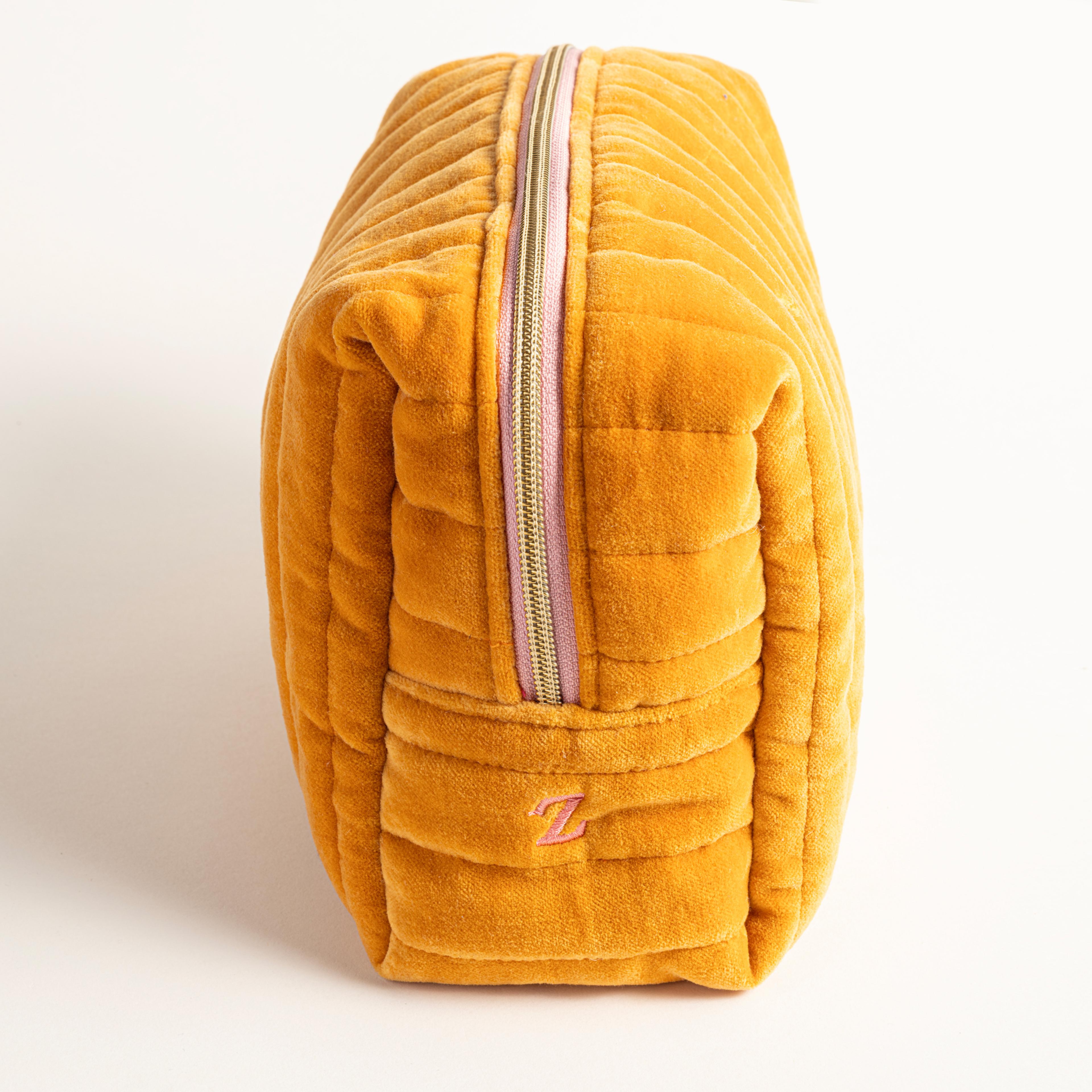 Delhı Kadife Büyük Boy %100 Pamuk Makyaj Çantası 25x16x10 Cm Turuncu