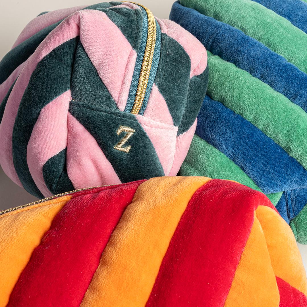 Delhı Kadife Büyük Boy %100 Pamuk Makyaj Çantası 25x16x10 Cm Turuncu/Fuşya