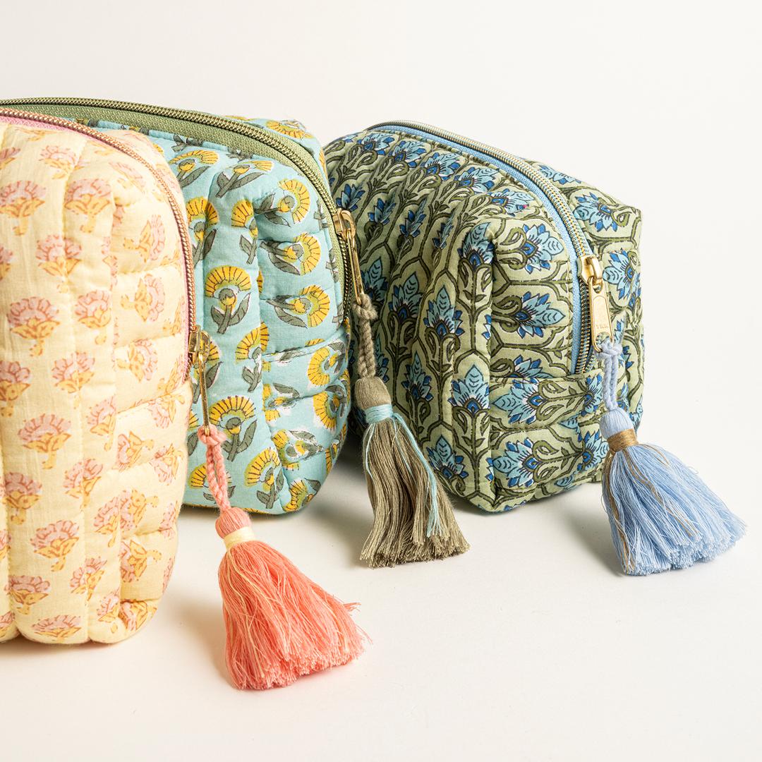 Delhı Baskılı Küçük Boy %100 Pamuk Makyaj Çantası 19.5x12x9 Cm Renkli