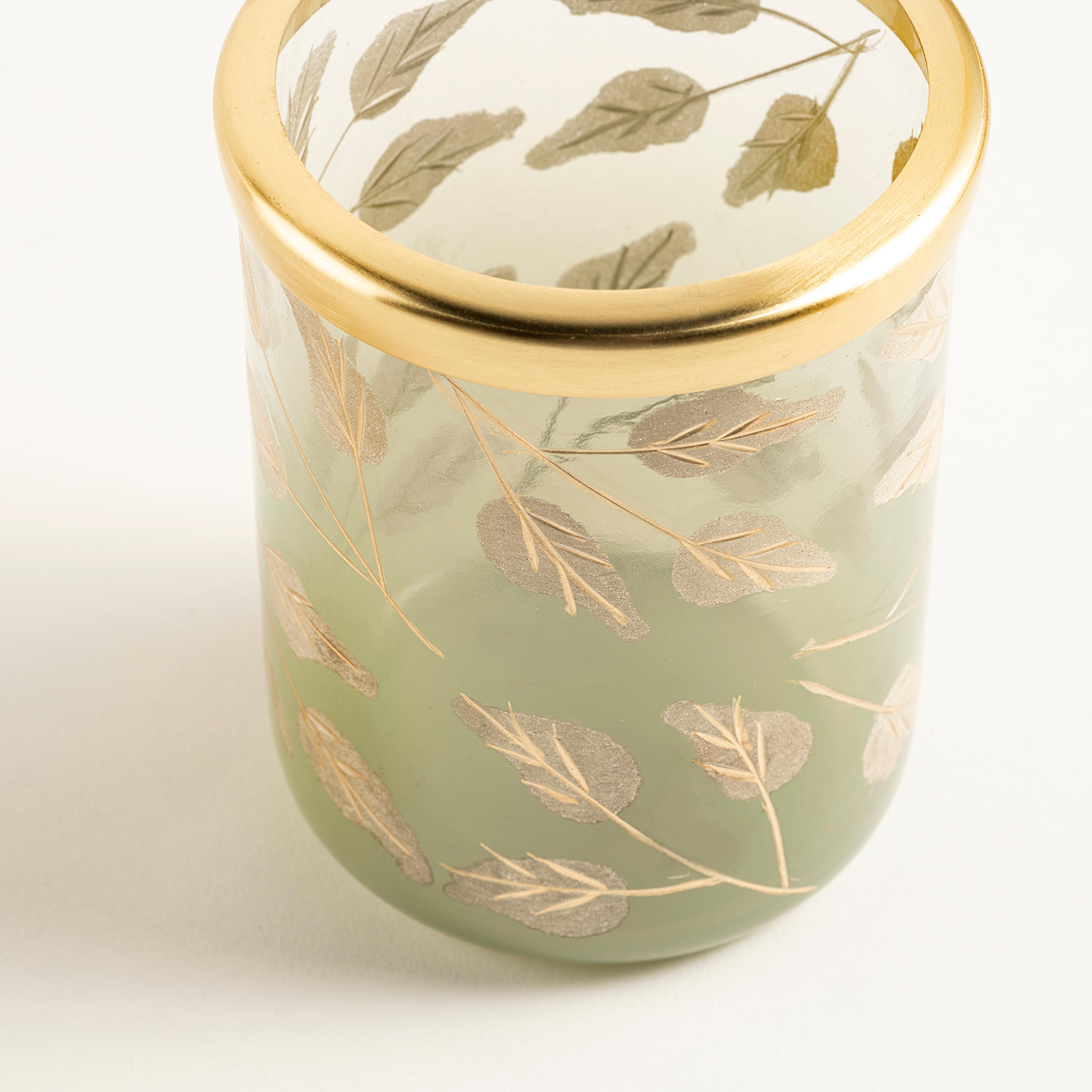 Aravalı Cam Diş Fırçalık 8.75x8.75x11 Cm Yeşil