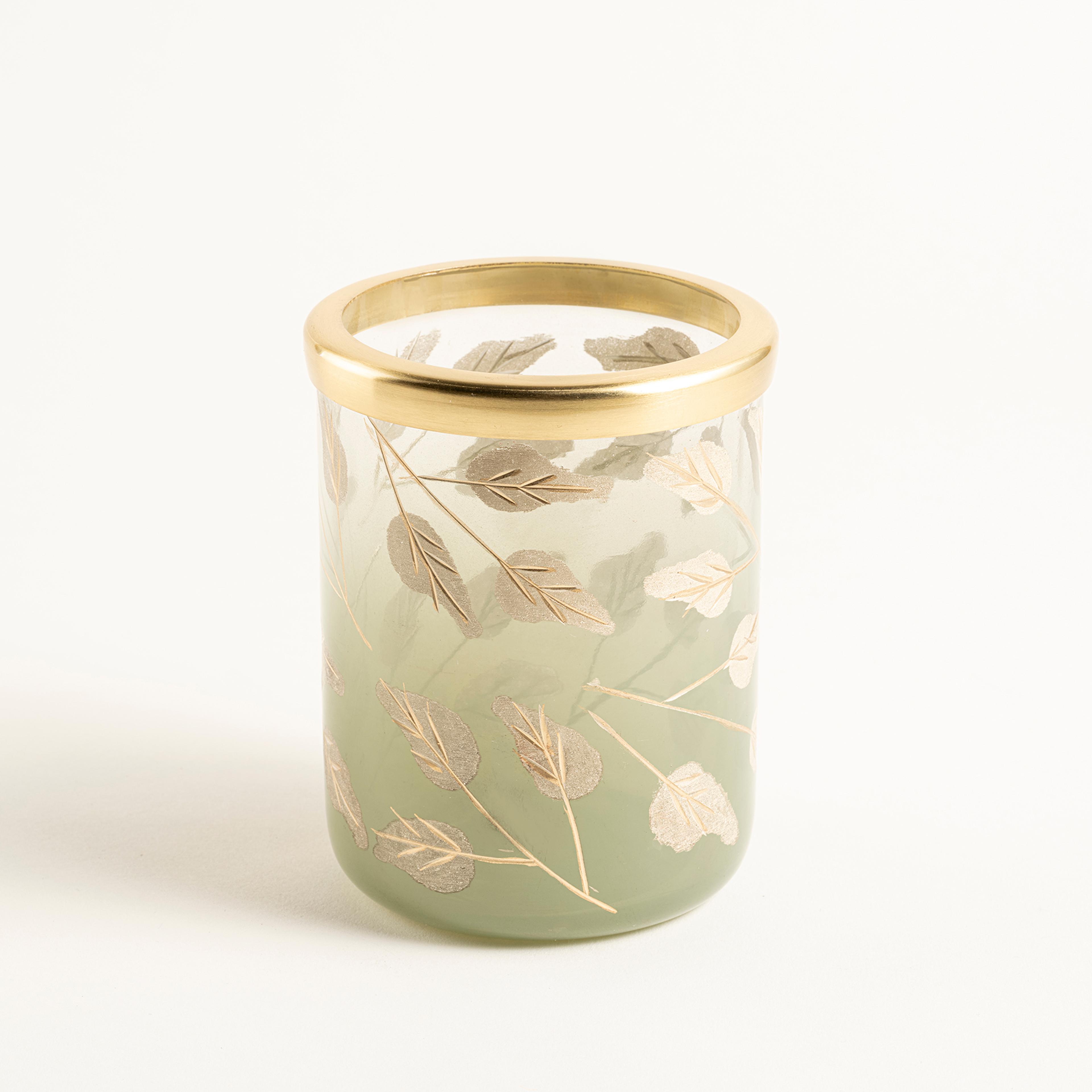 Aravalı Cam Diş Fırçalık 8.75x8.75x11 Cm Yeşil