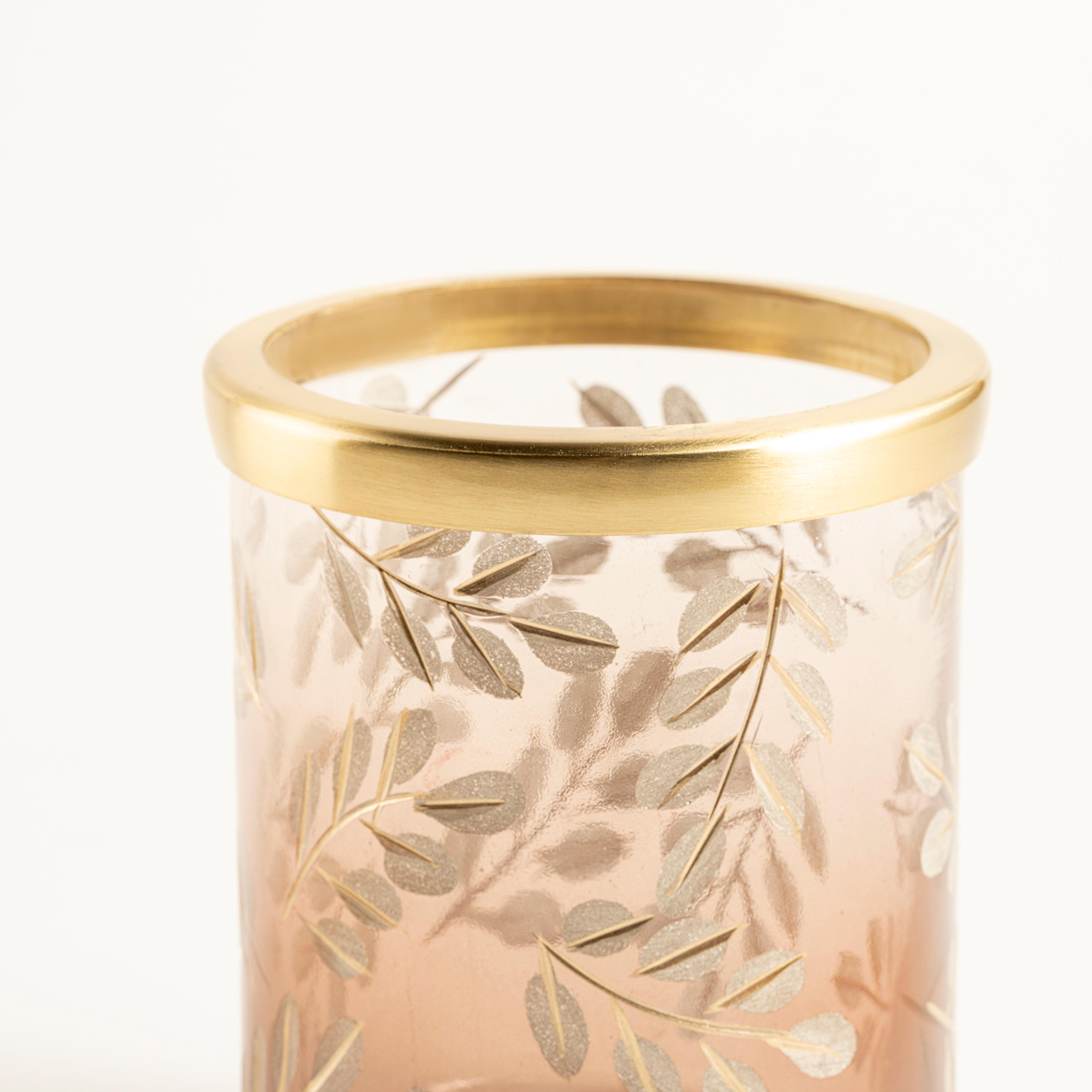 Aravalı Cam Diş Fırçalık 8.75x8.75x11 Cm Pembe