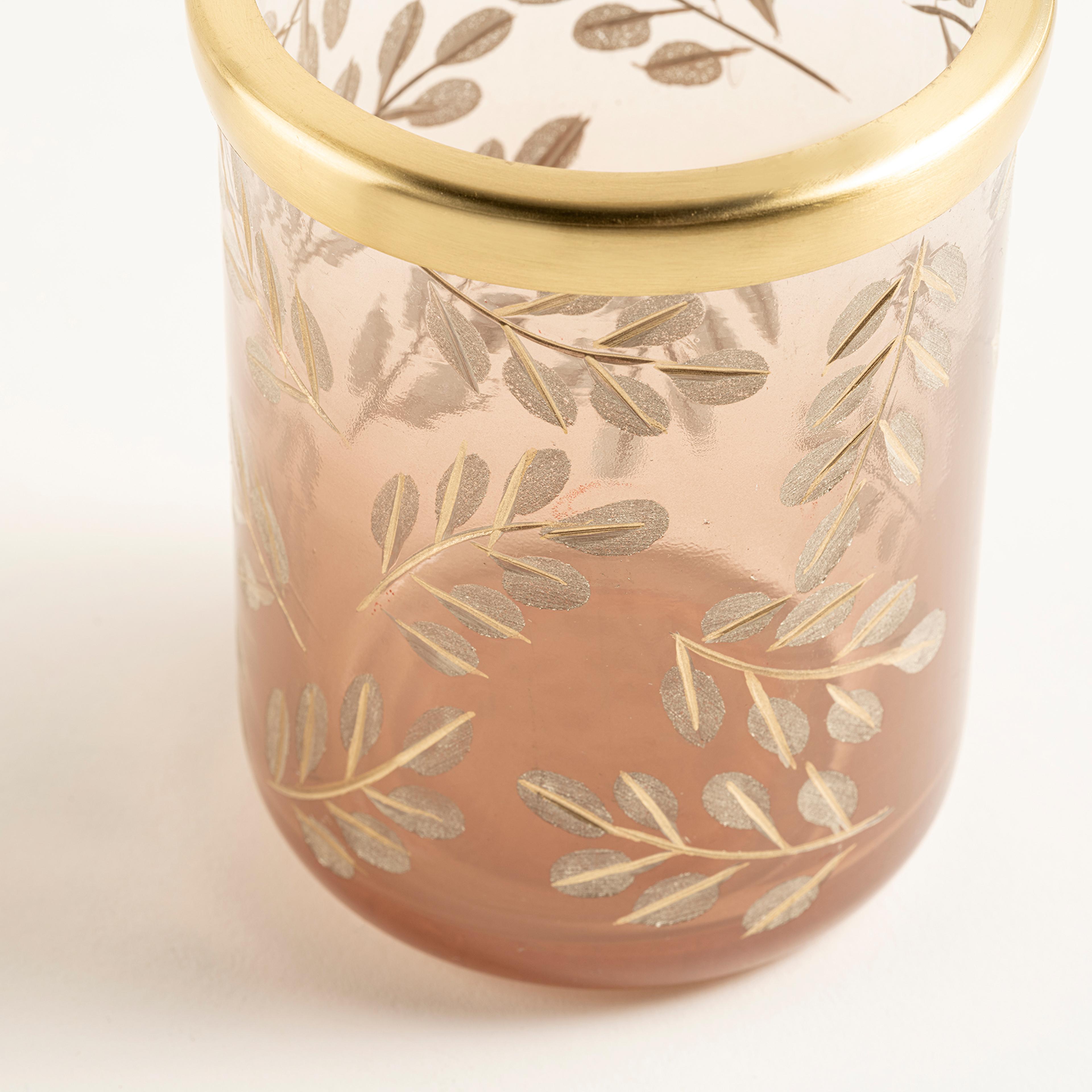 Aravalı Cam Diş Fırçalık 8.75x8.75x11 Cm Pembe