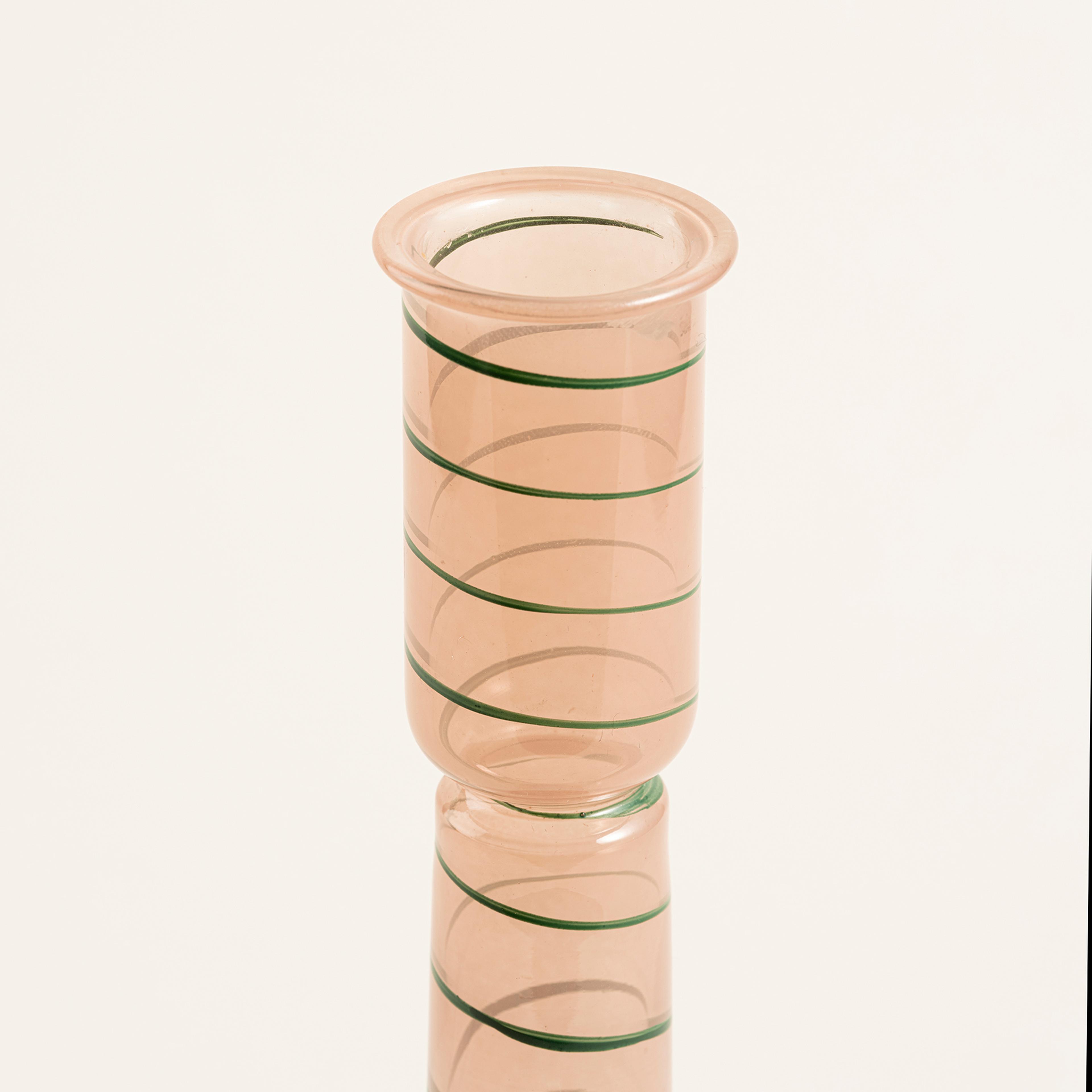 Aravalı Cam Şamdan 8.75x8.75x25 Cm Renkli