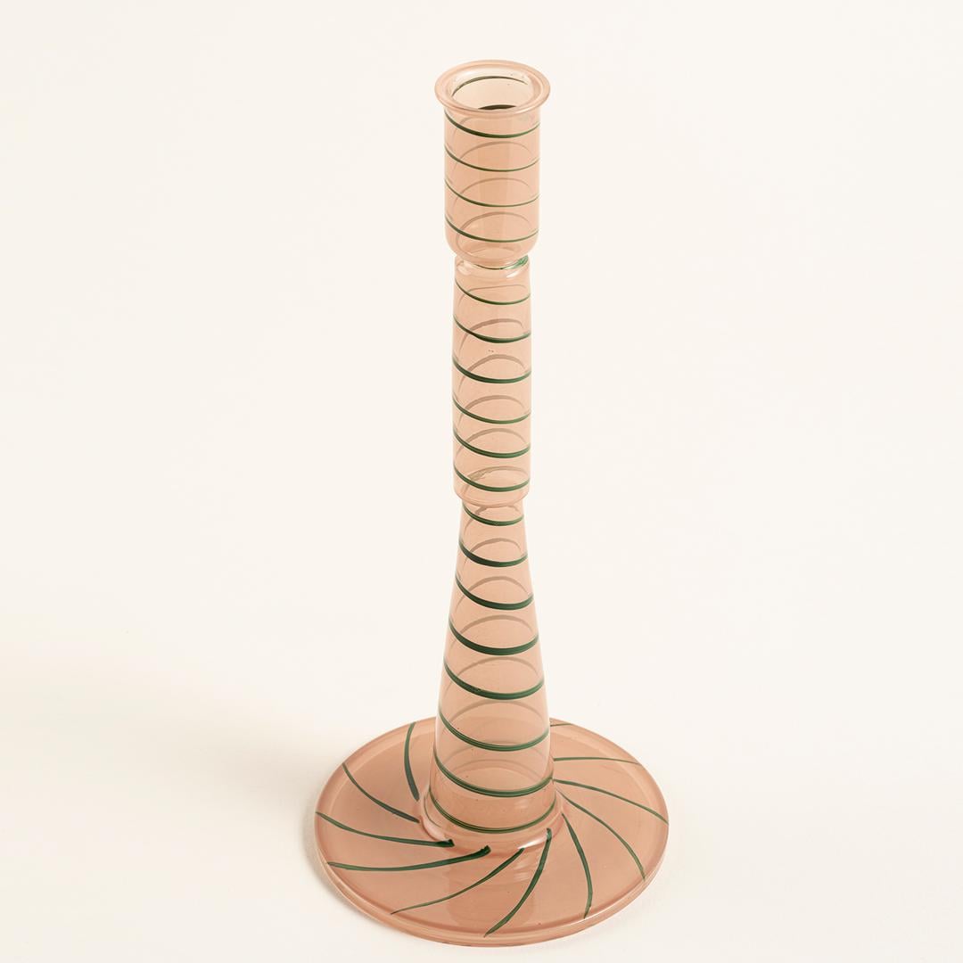 Aravalı Cam Şamdan 8.75x8.75x25 Cm Renkli