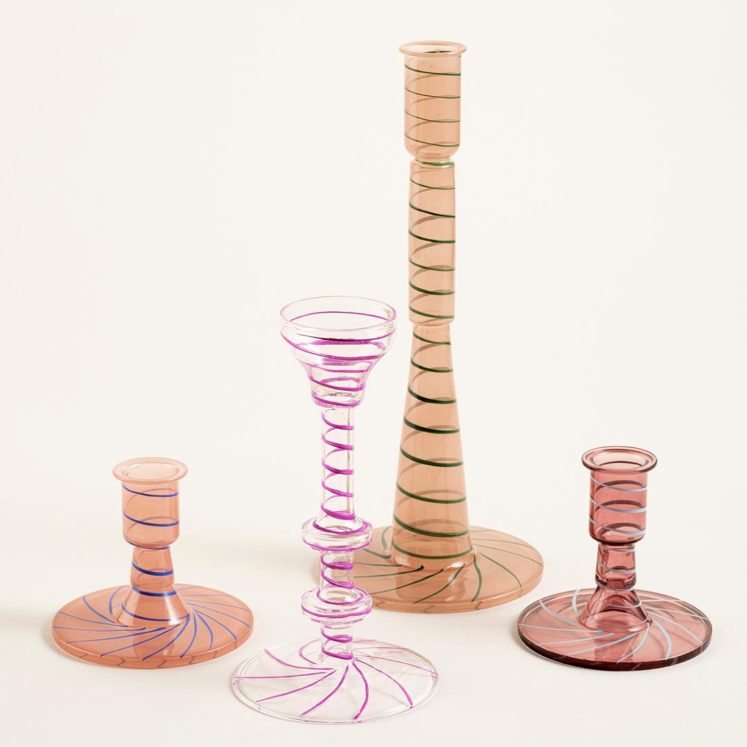 Aravalı Cam Şamdan 8.75x8.75x25 Cm Renkli